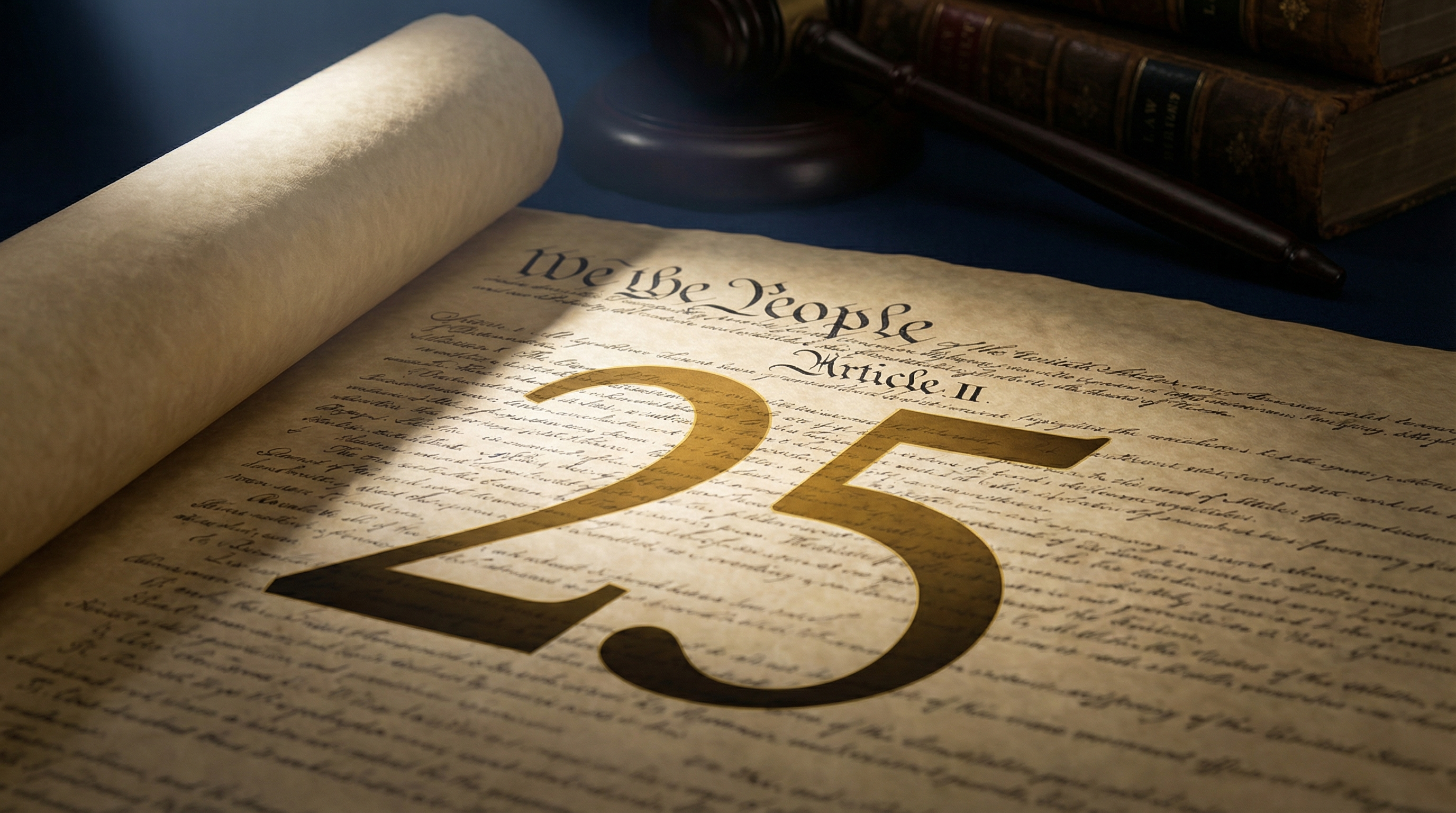 The United States Constitution with the 25th Amendment illuminated