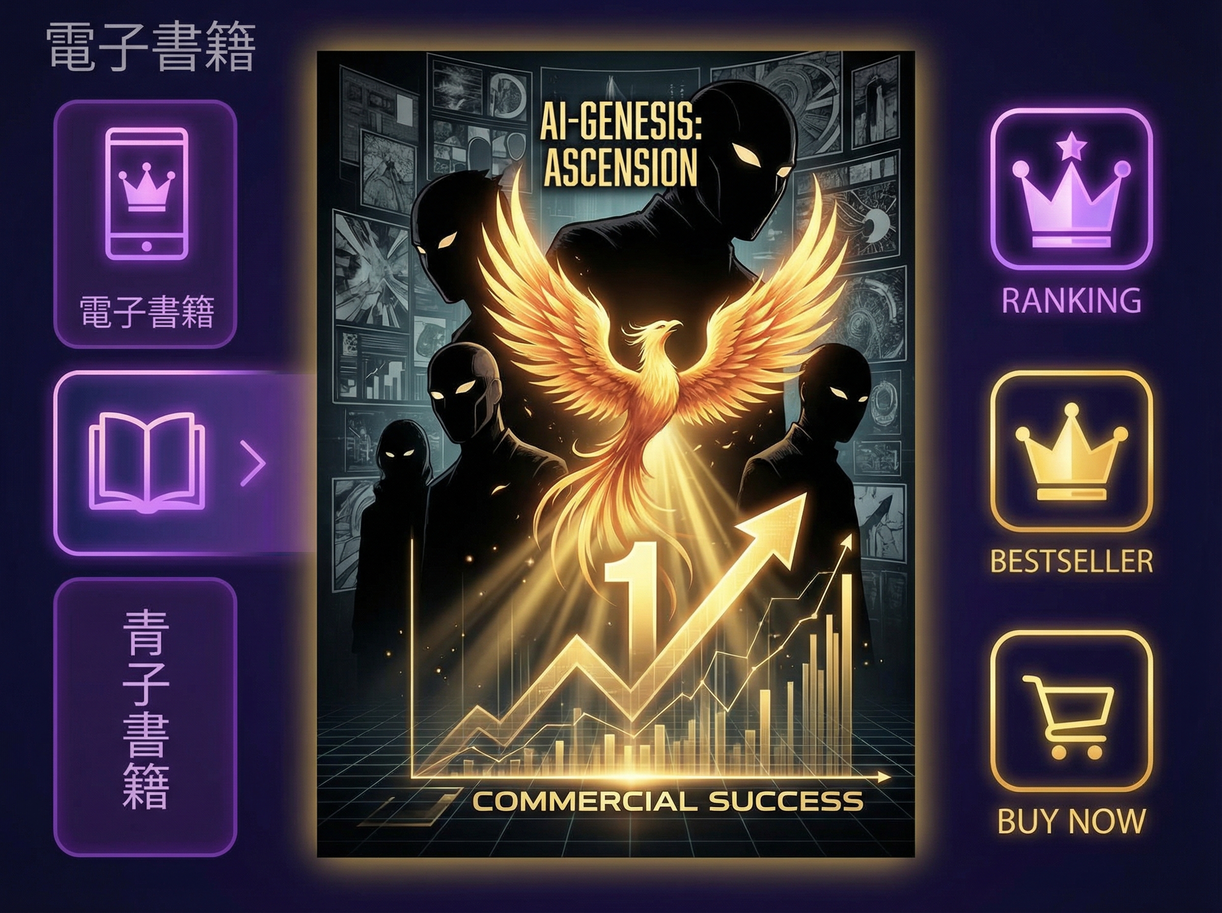 Digital fingerprint technology overlaying manga pages with glowing circuit patterns