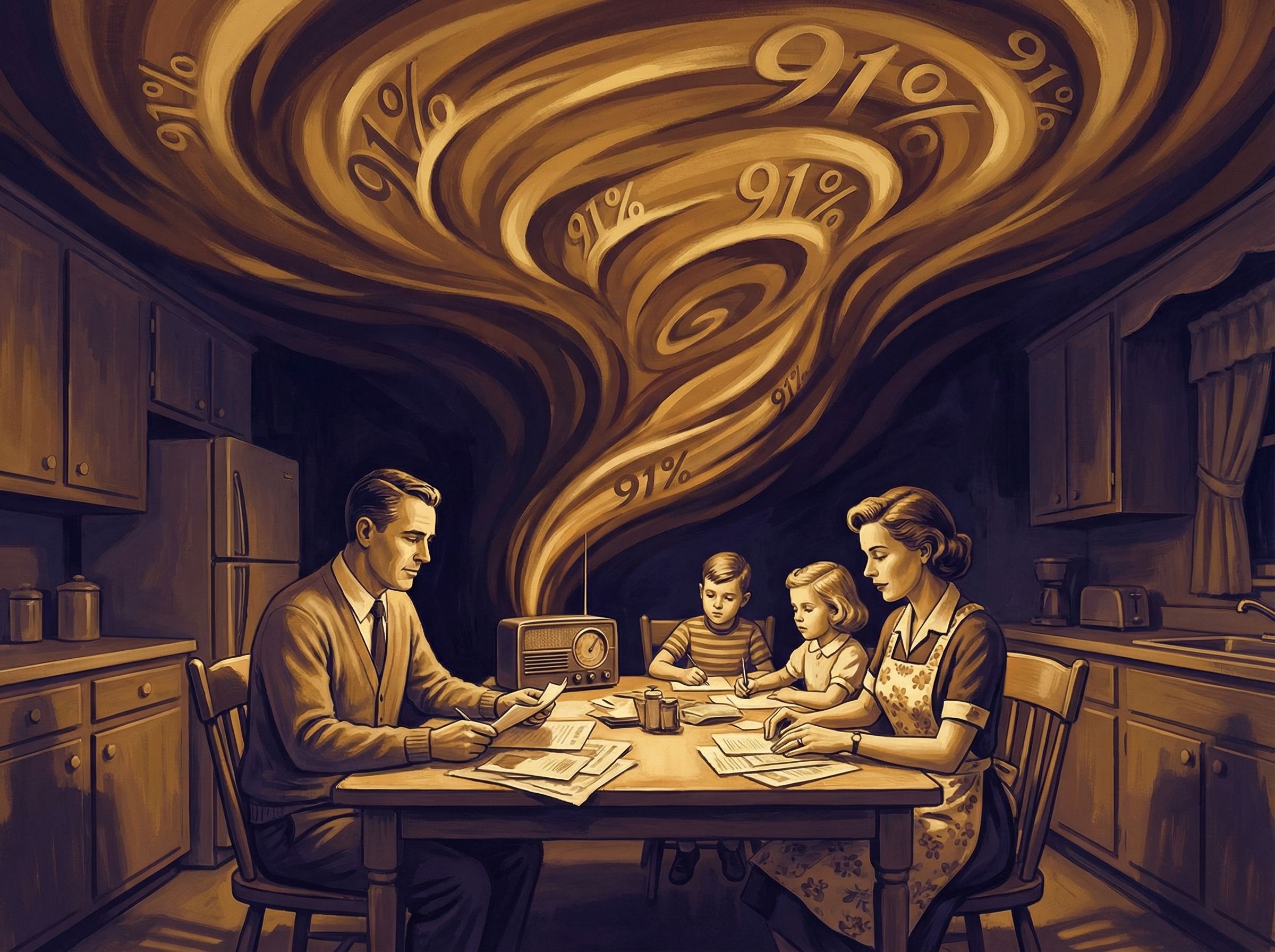 1950s America through a fiscal lens, showing the impossibly high 91% tax ceiling