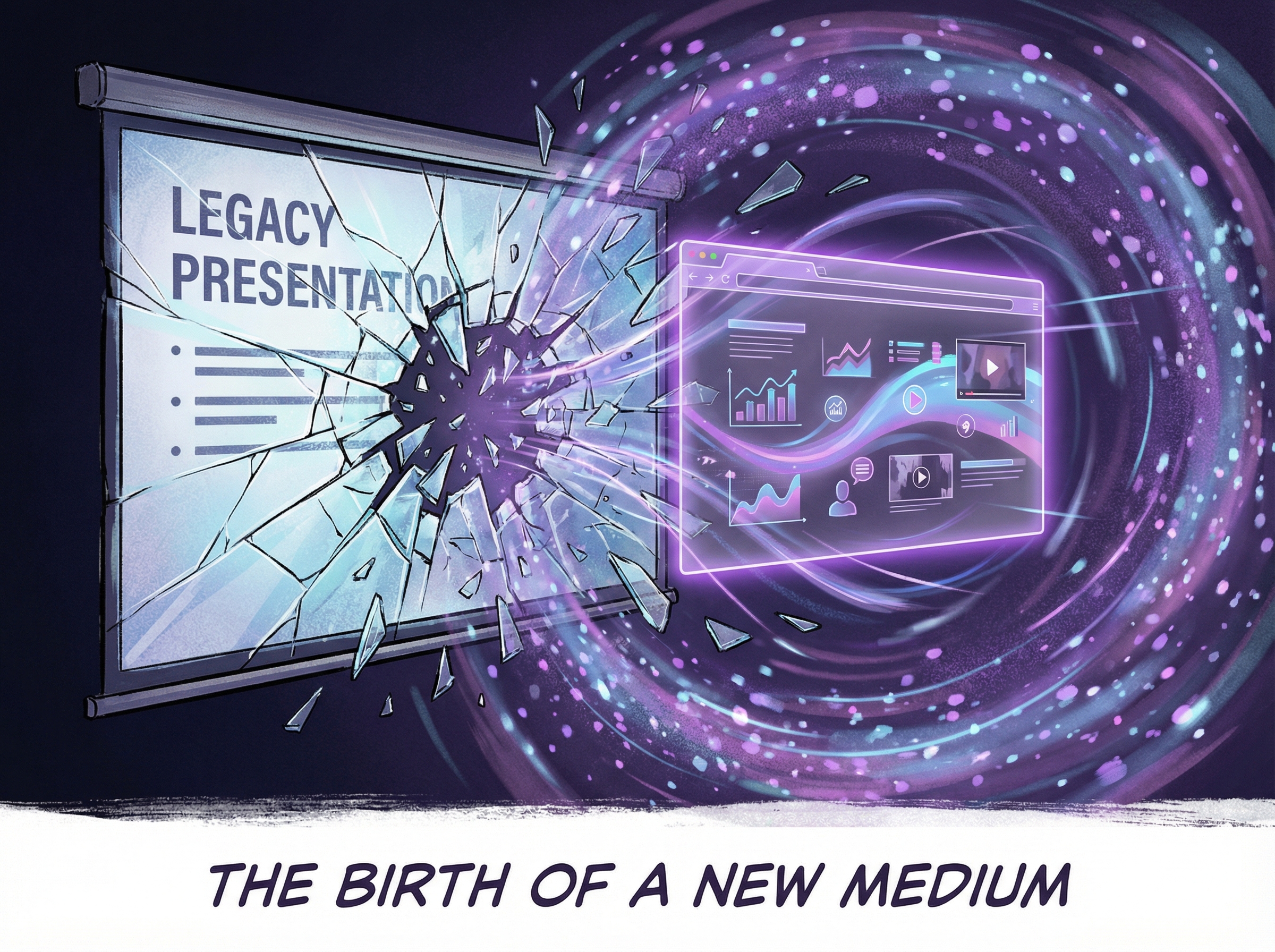 A monolithic AGI monument dissolving into thousands of autonomous agents