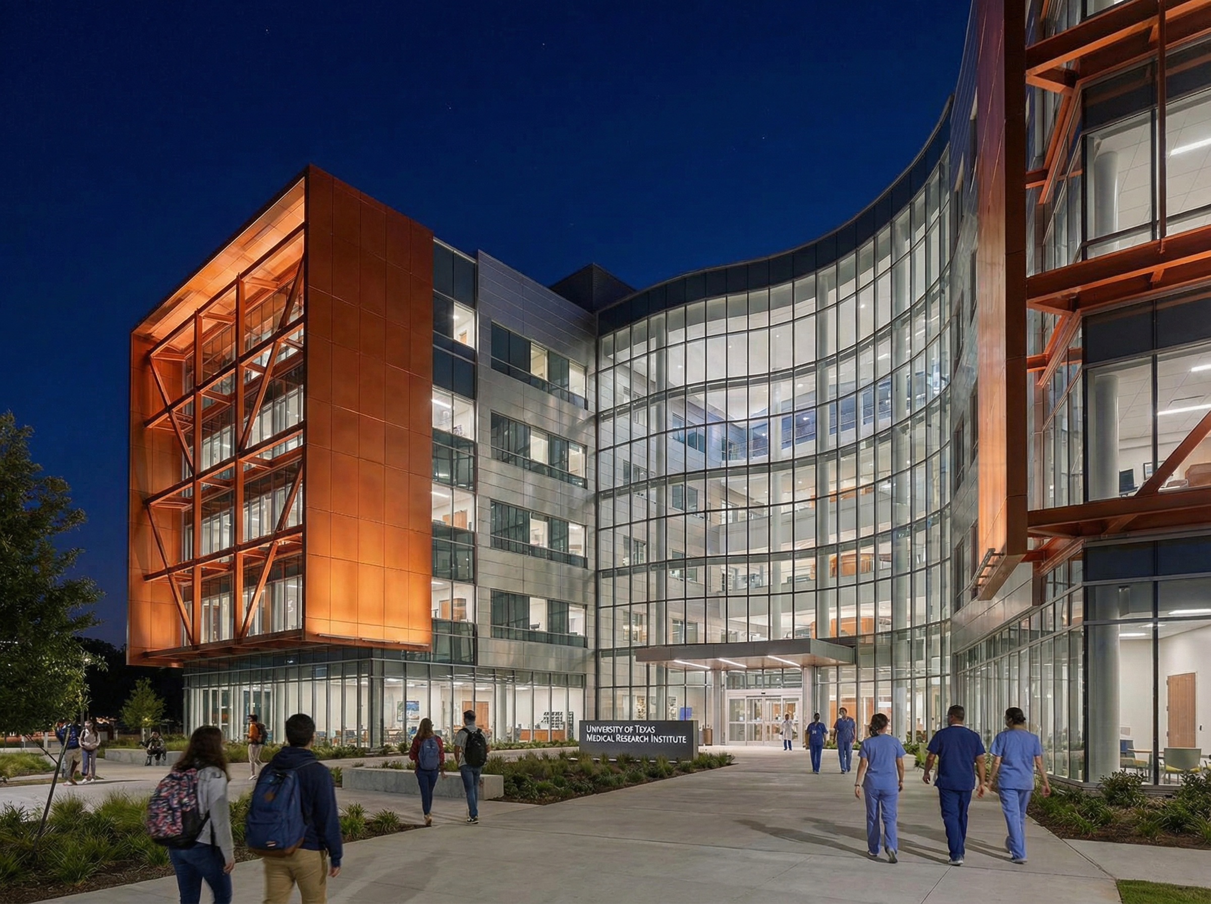 Visualization of AI research laboratory with neural network displays