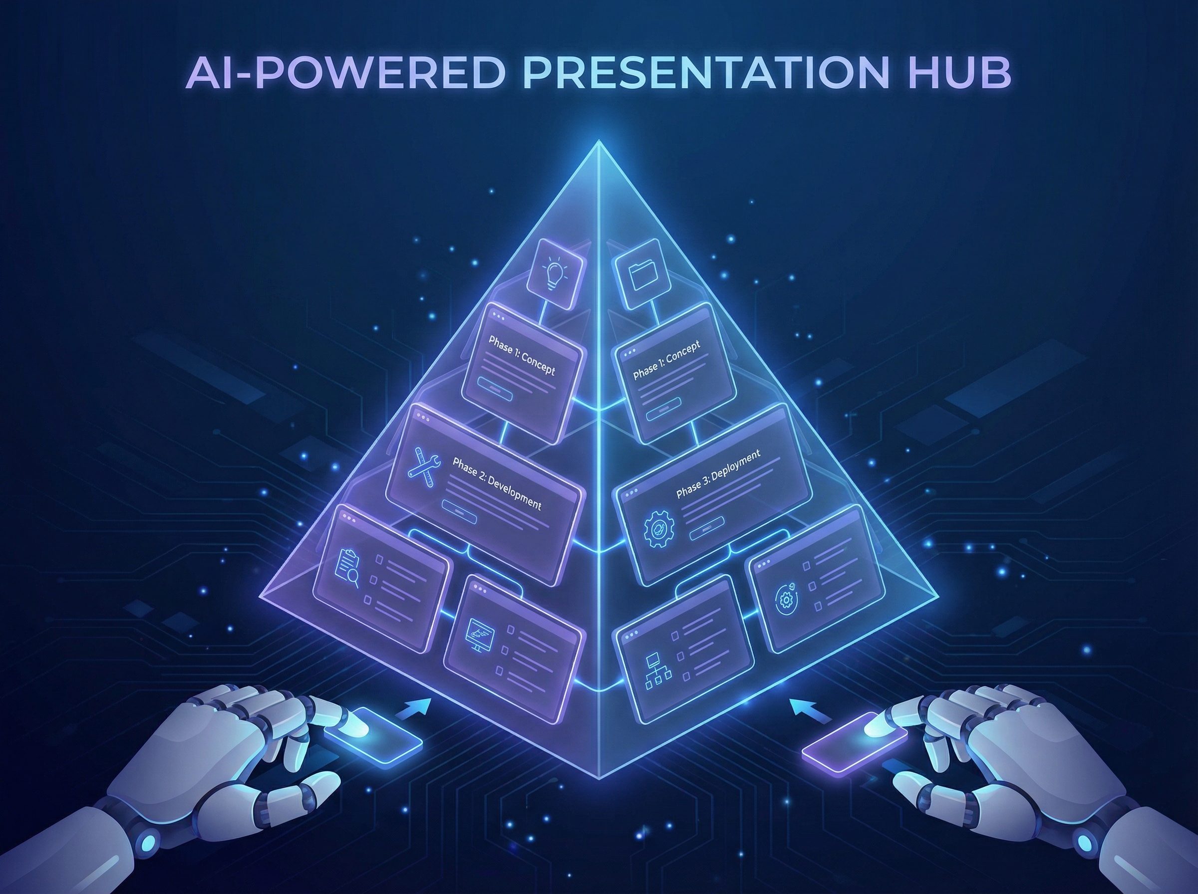 AI-powered presentation interface with hierarchical structure