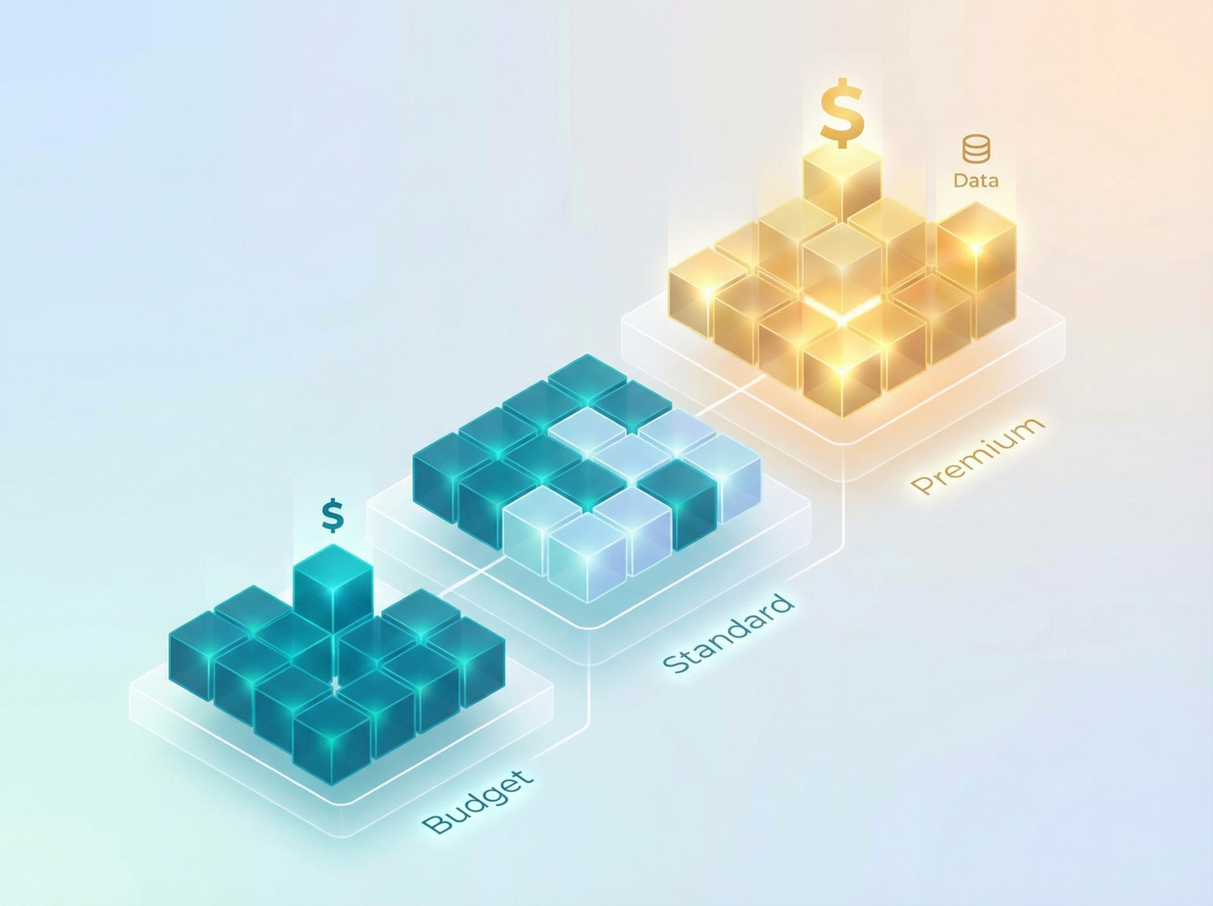 Abstract visualization of cloud storage pricing tiers