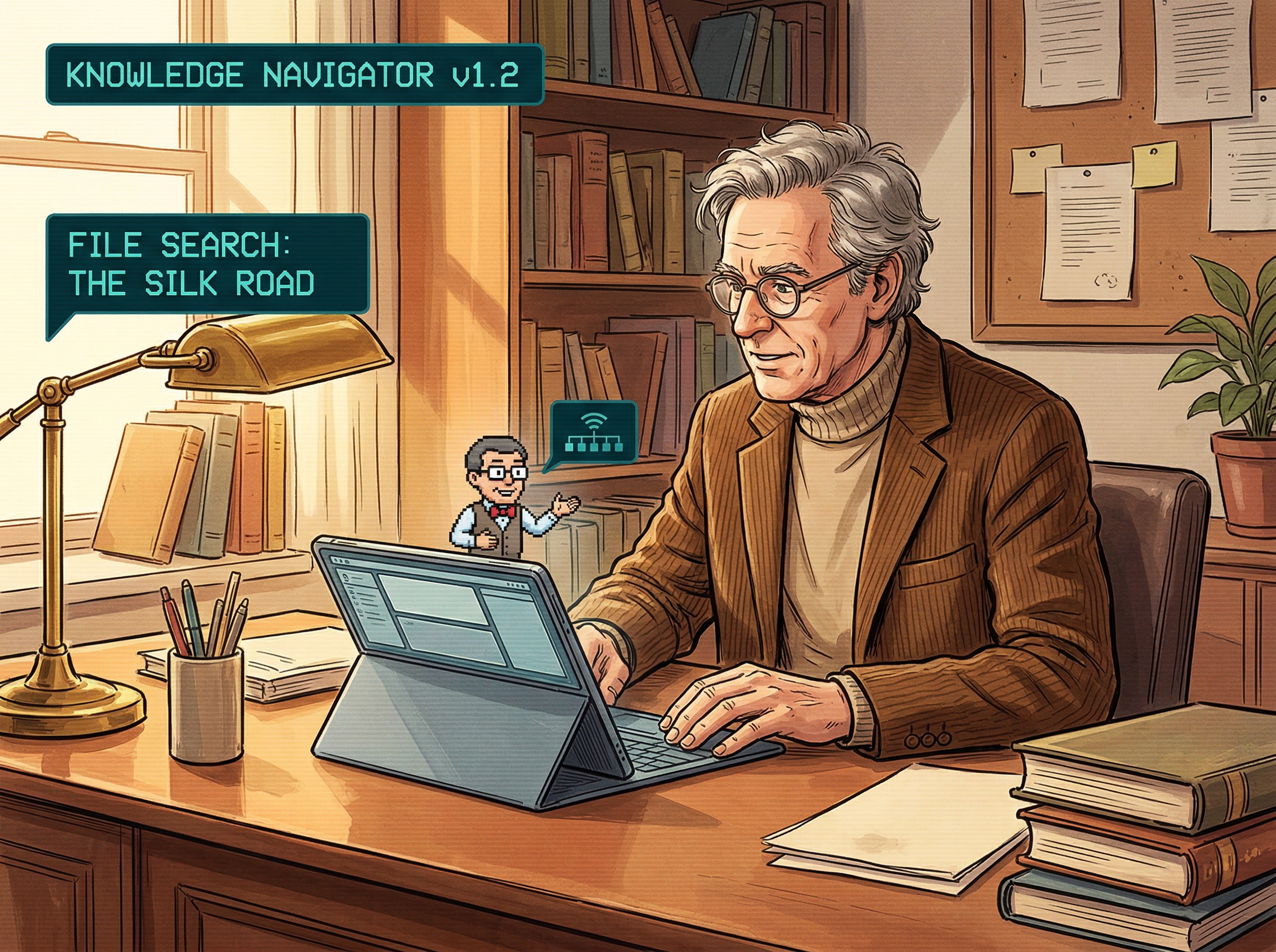 Recreation of the 1987 Apple Knowledge Navigator concept video scene