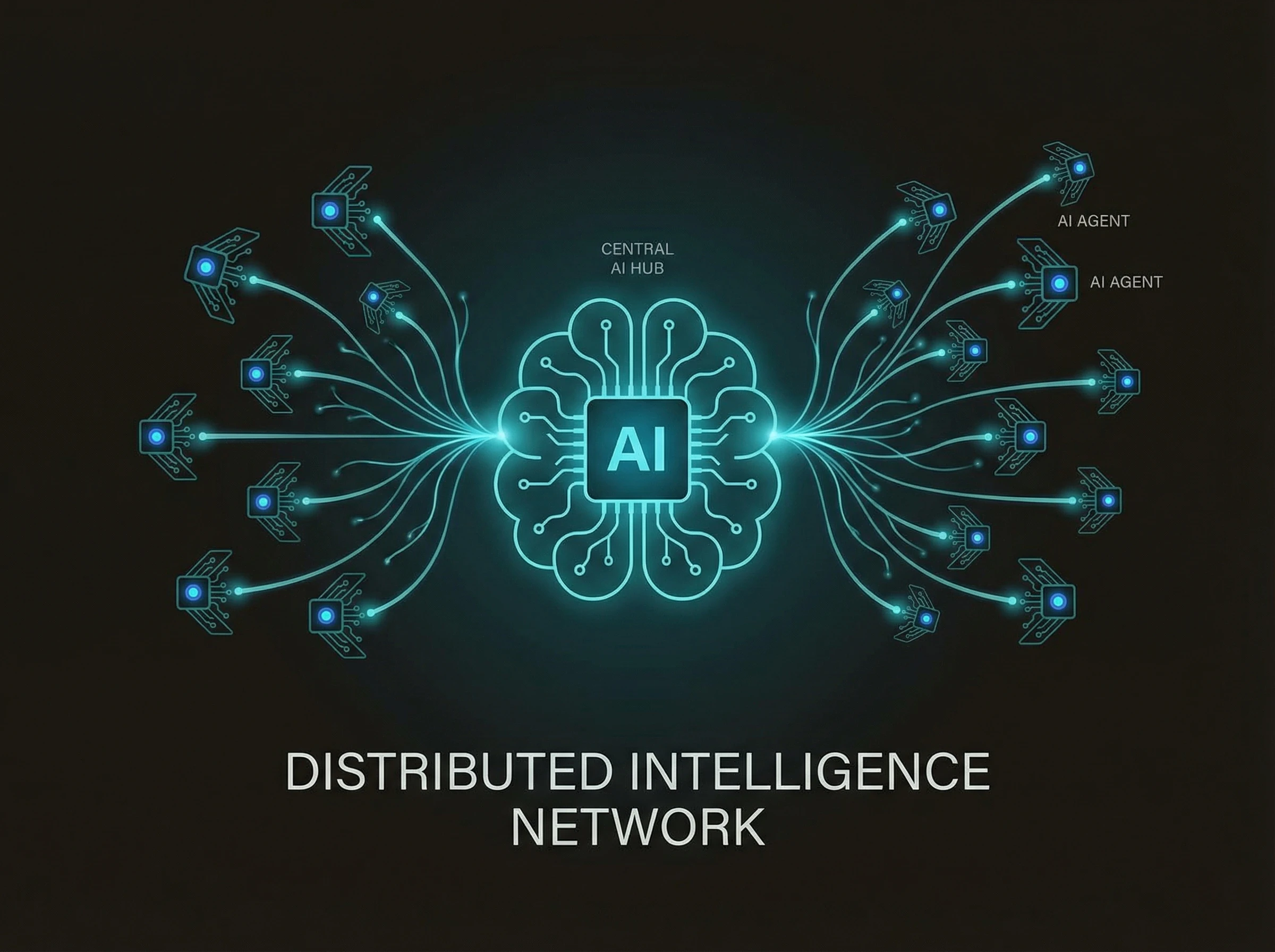 AI subagents spawning from a central entity like worker bees