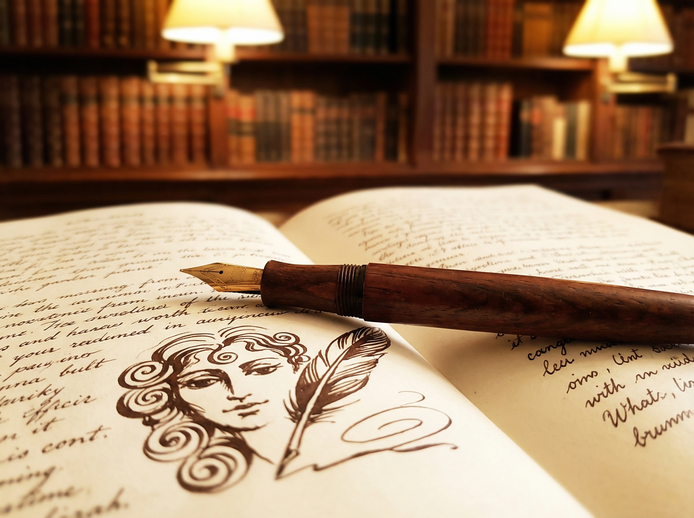 Cracked marble bust with gold kintsugi repairs