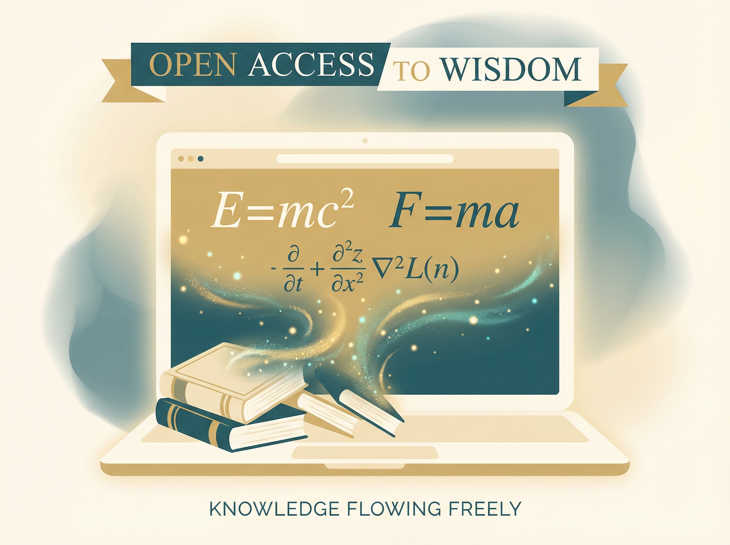 Laptop displaying physics equations and diagrams