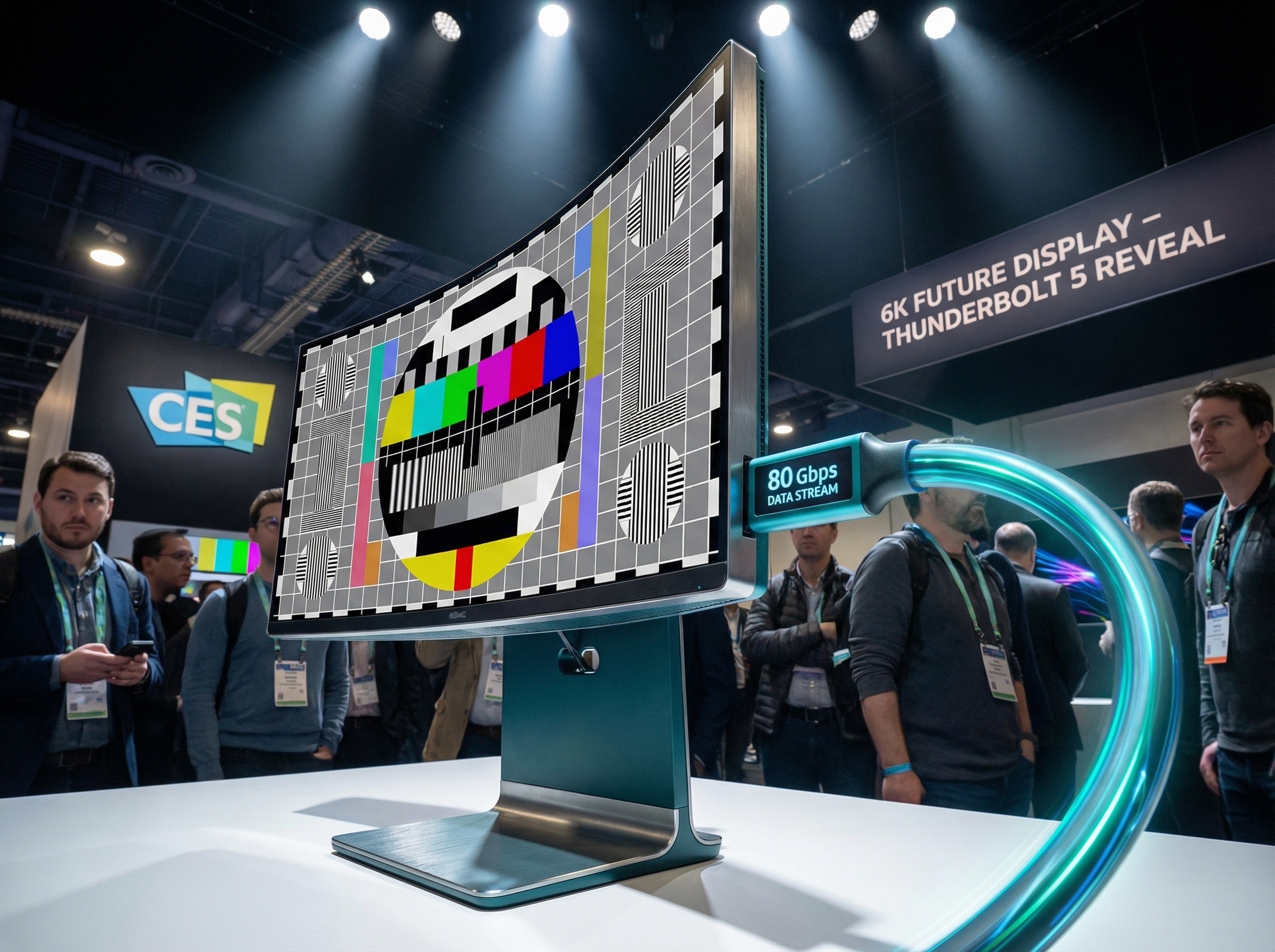 LG UltraFine 32U990A display with futuristic 6K resolution visualization