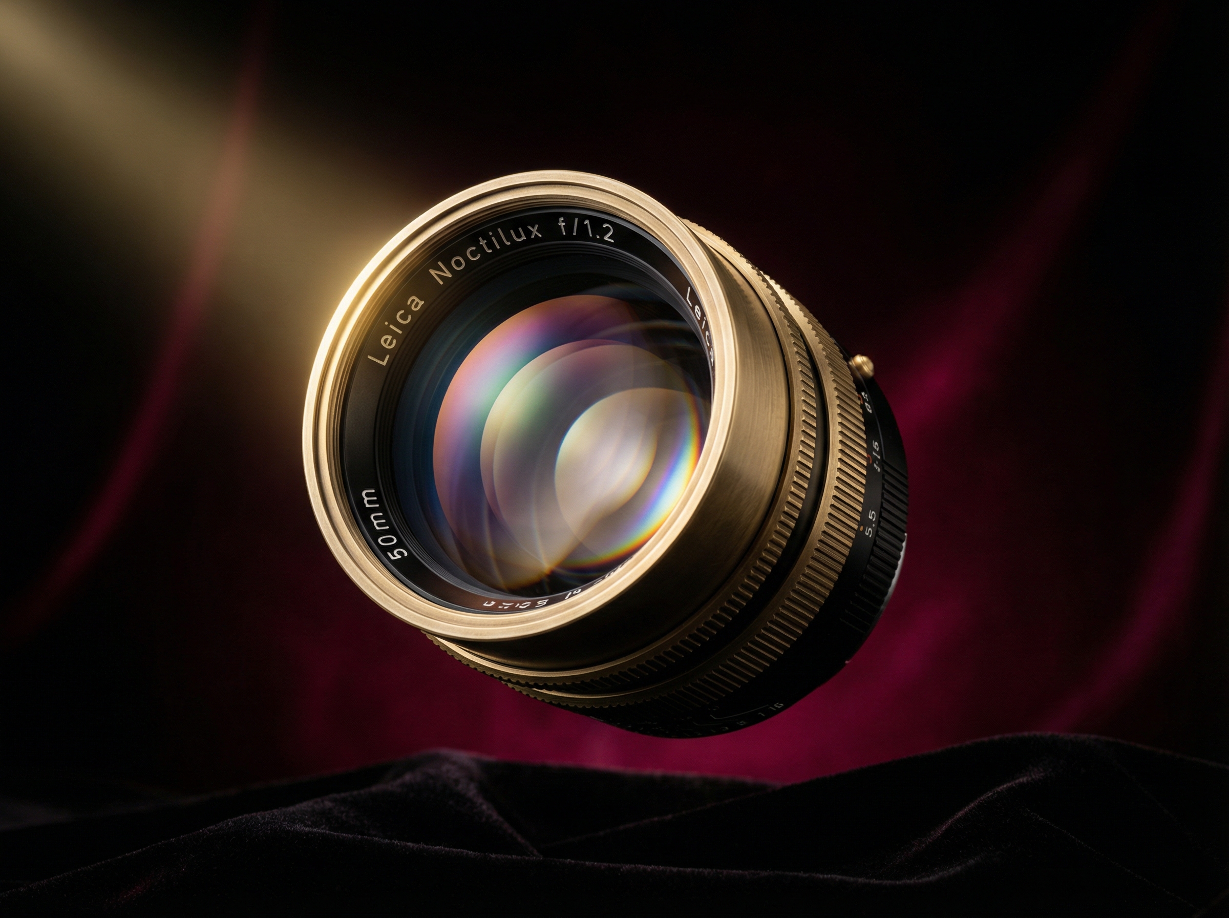 Dramatic lighting on a premium camera lens