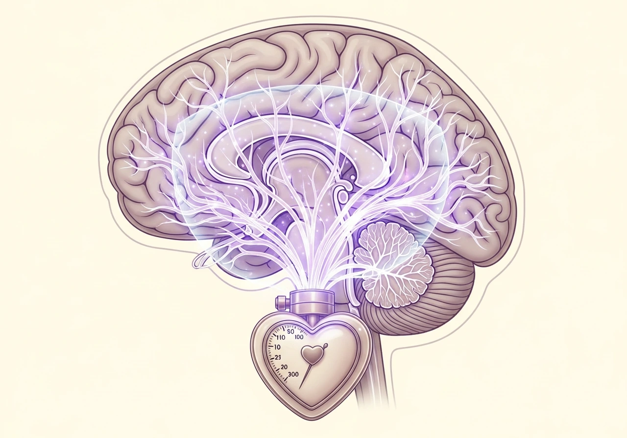 Brain white matter with blood pressure monitor, postpartum theme
