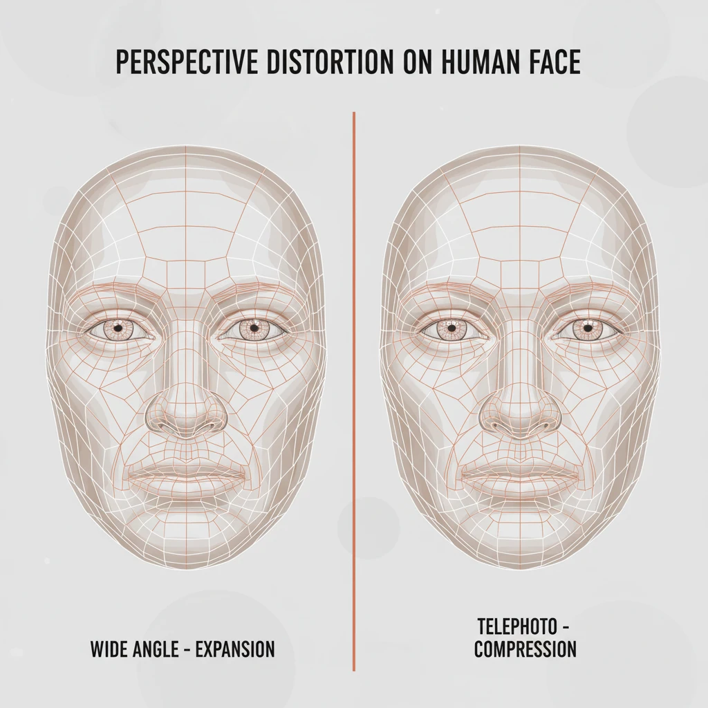 Scientific visualization of facial distortion at different focal lengths