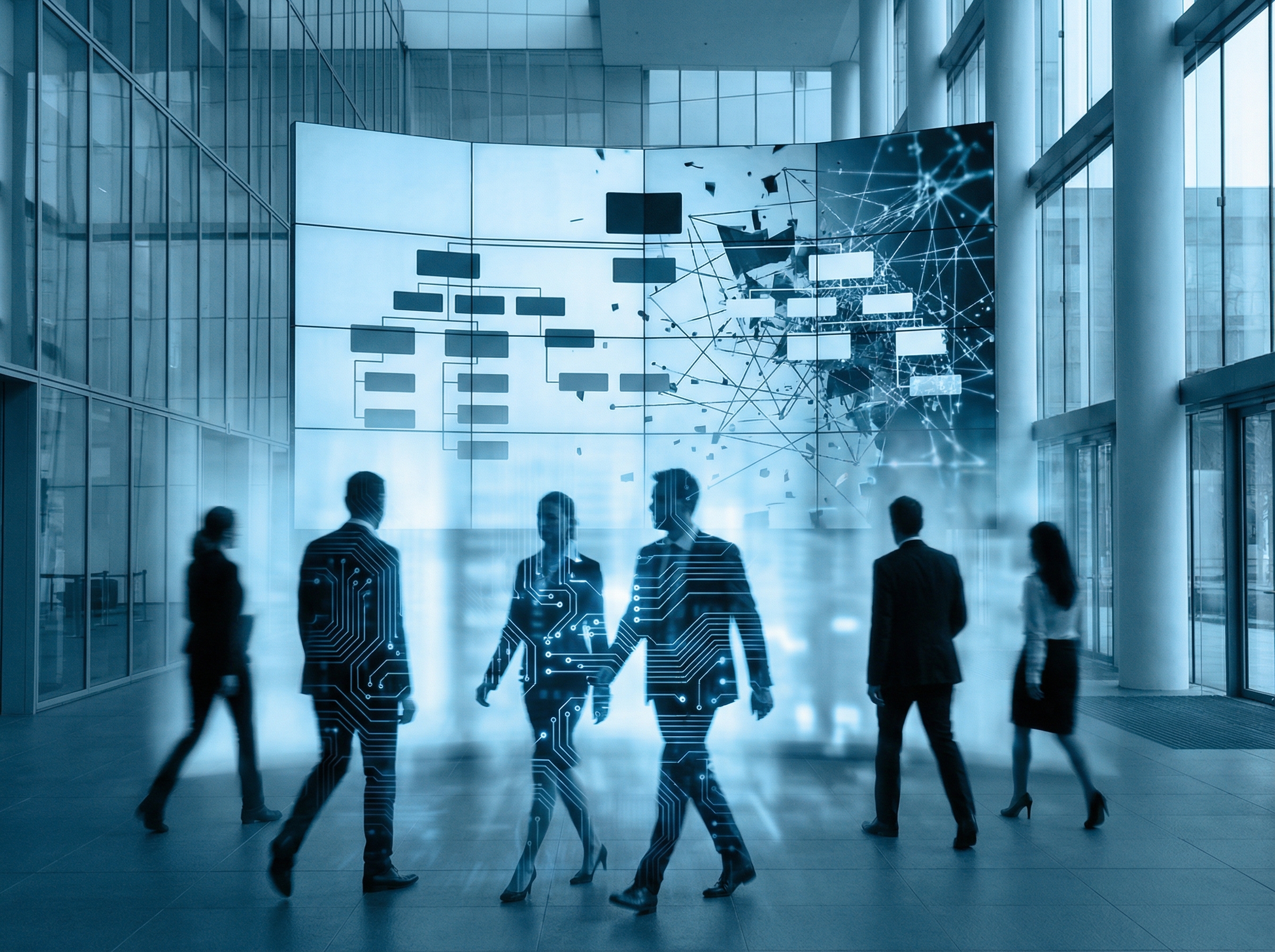 Shattered Windows interface with emergency repair tools emerging from digital chaos