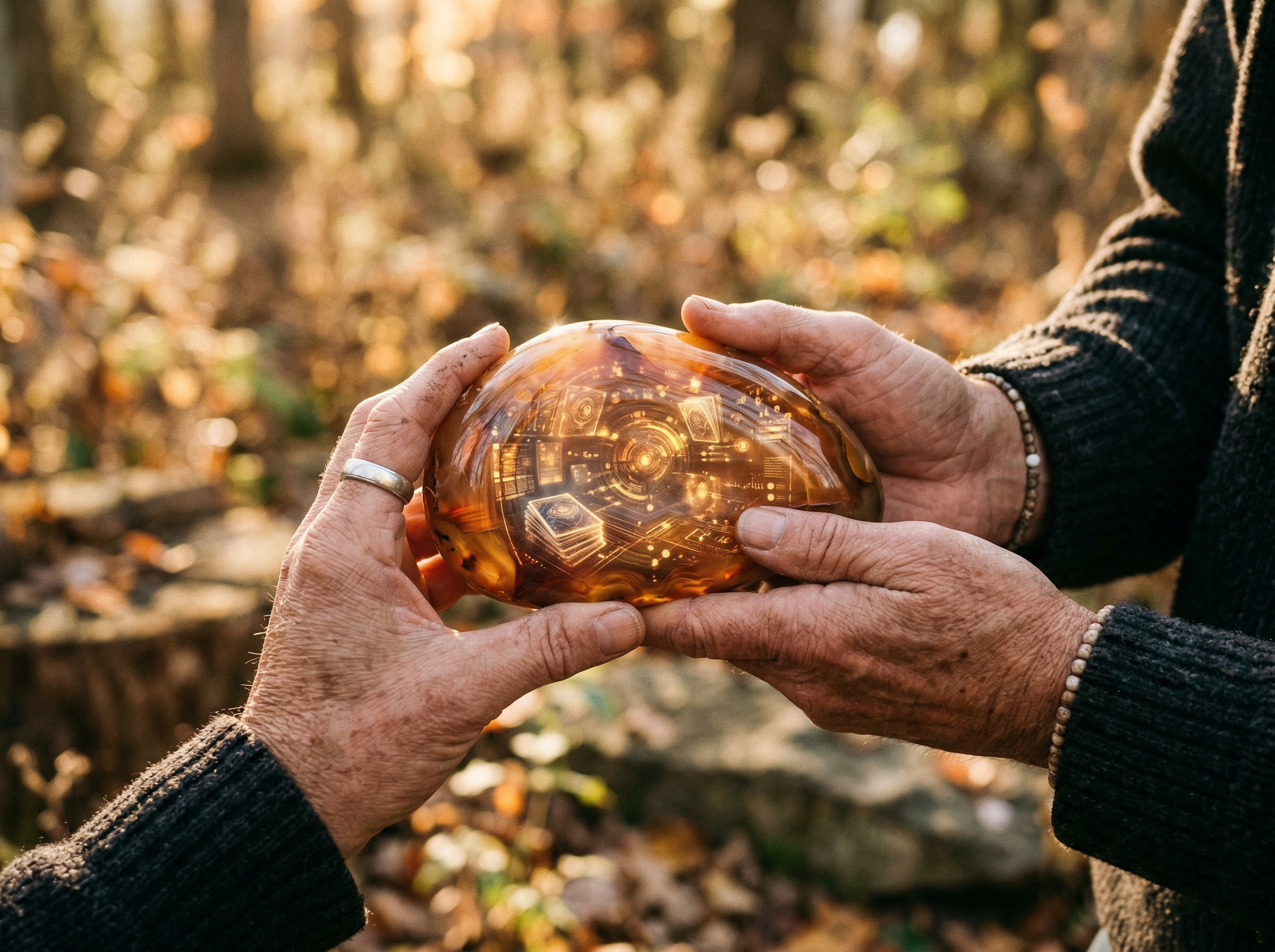 A polished mineral stone revealing swirling patterns, memorial tribute to Bill Atkinson's nature photography