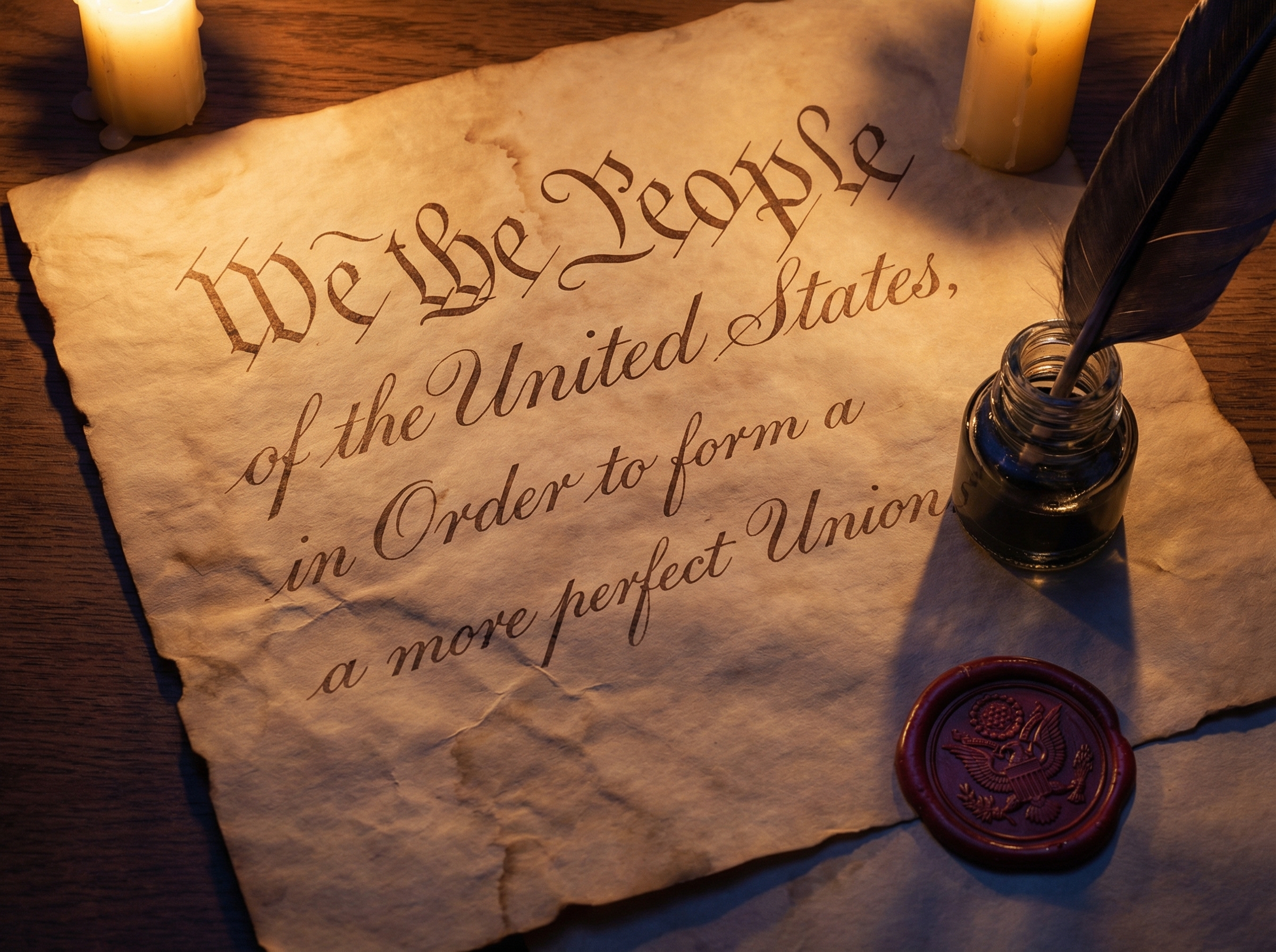 Aged constitutional parchment with elegant 18th century calligraphy