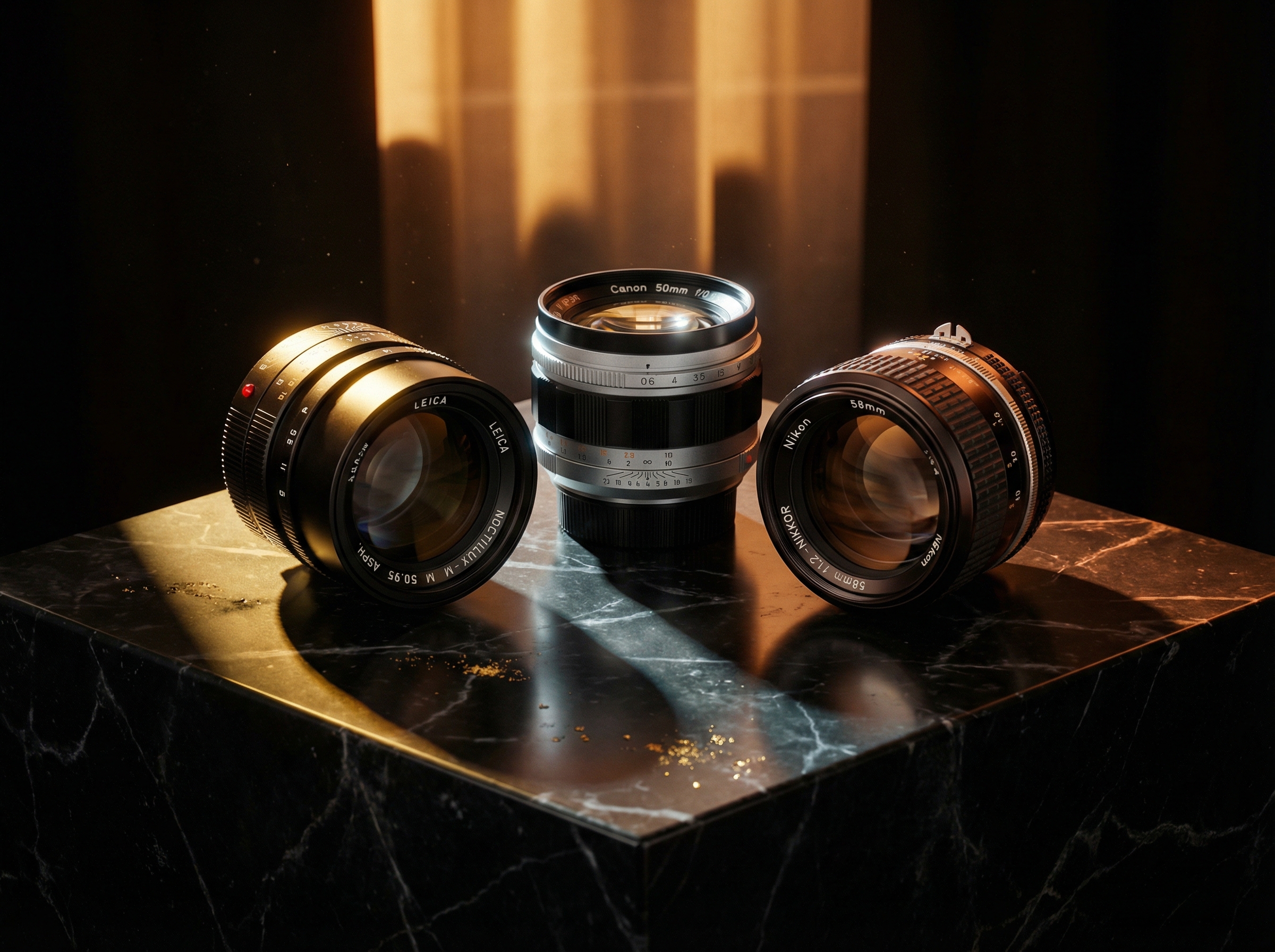 Cross-section of a complex camera lens showing precision optical elements