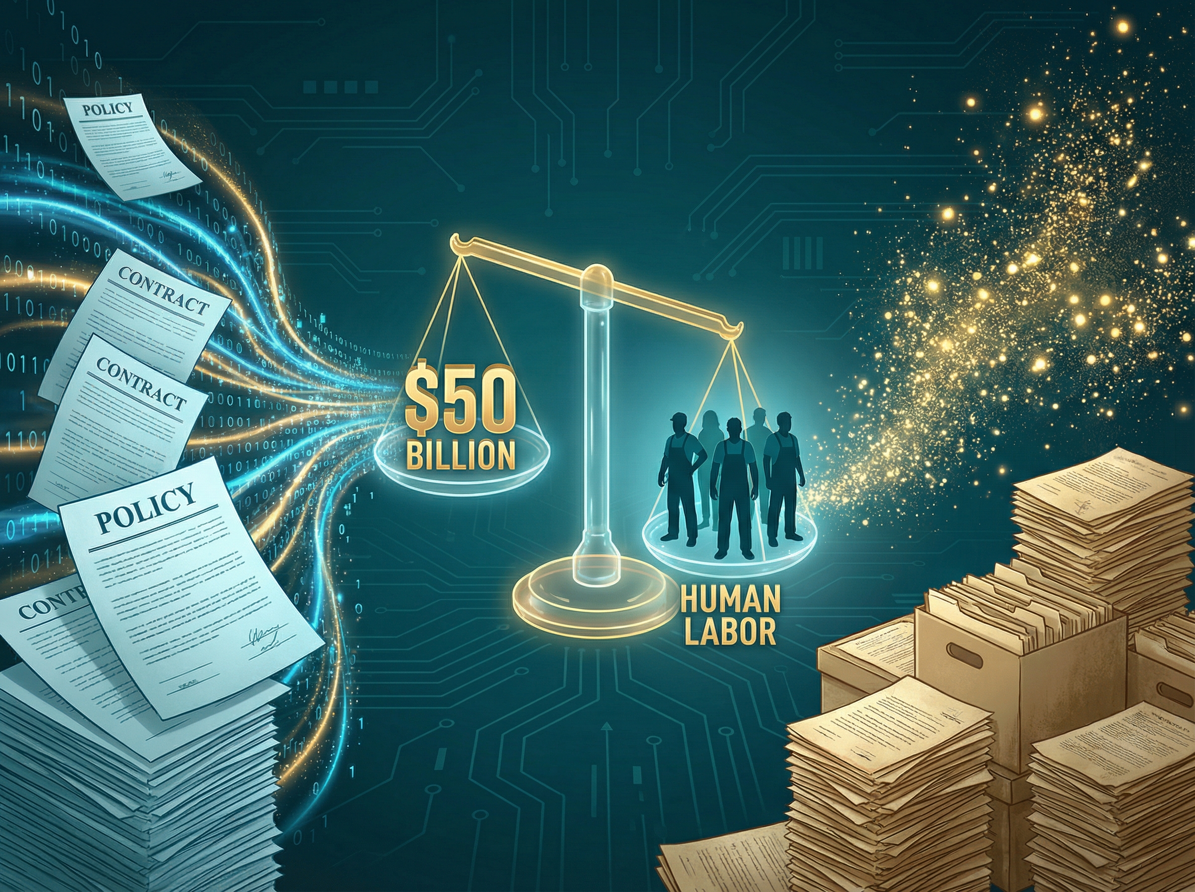Wall Street trading floor bathed in blue light with code windows floating above terminals