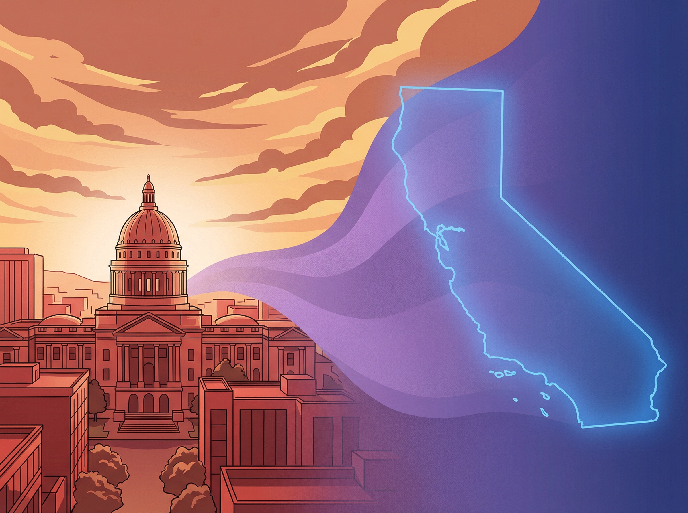 San Jose cityscape with California state outline