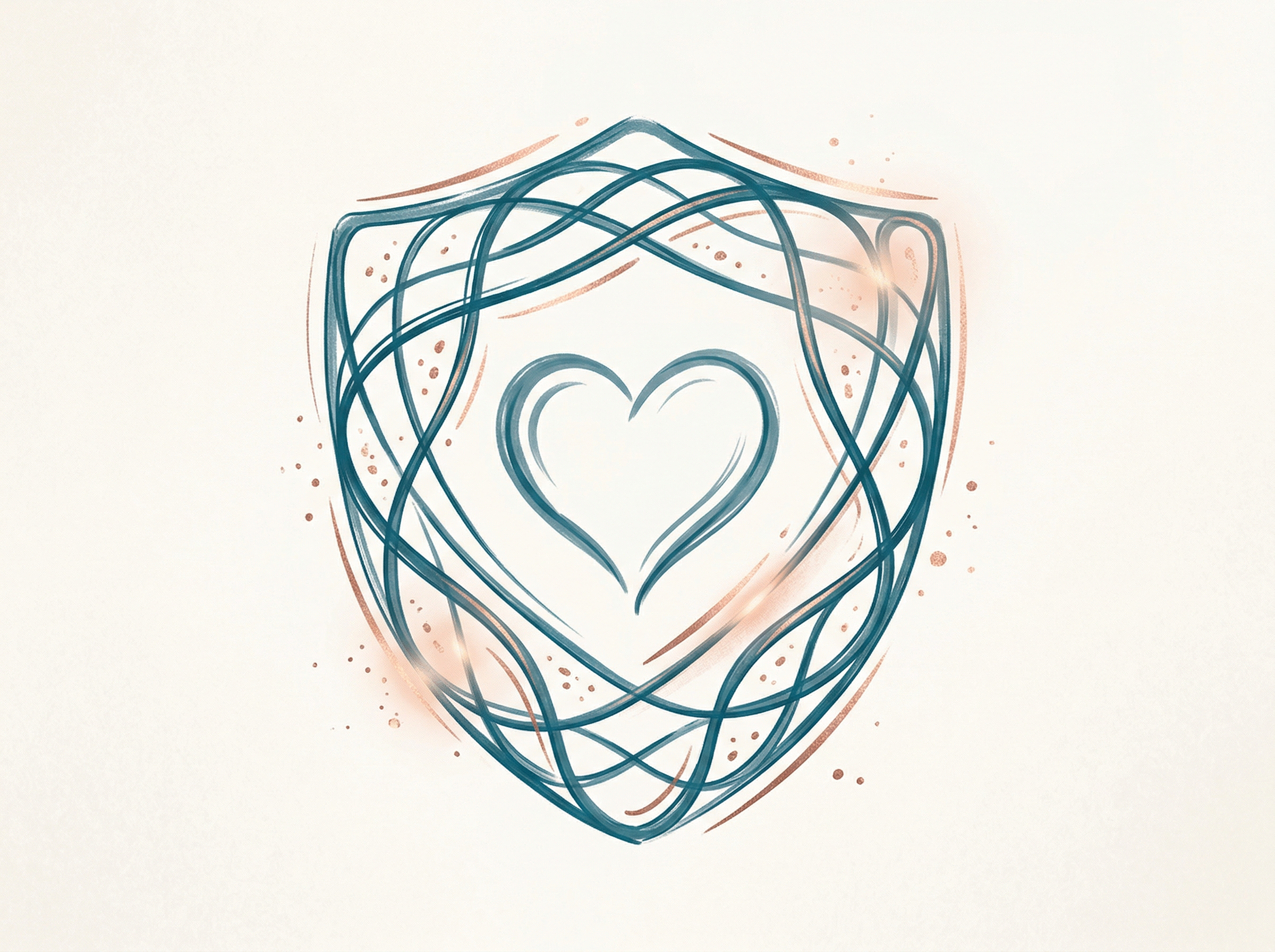 Abstract illustration of protective shield surrounding heart symbol, representing maternal health breakthrough