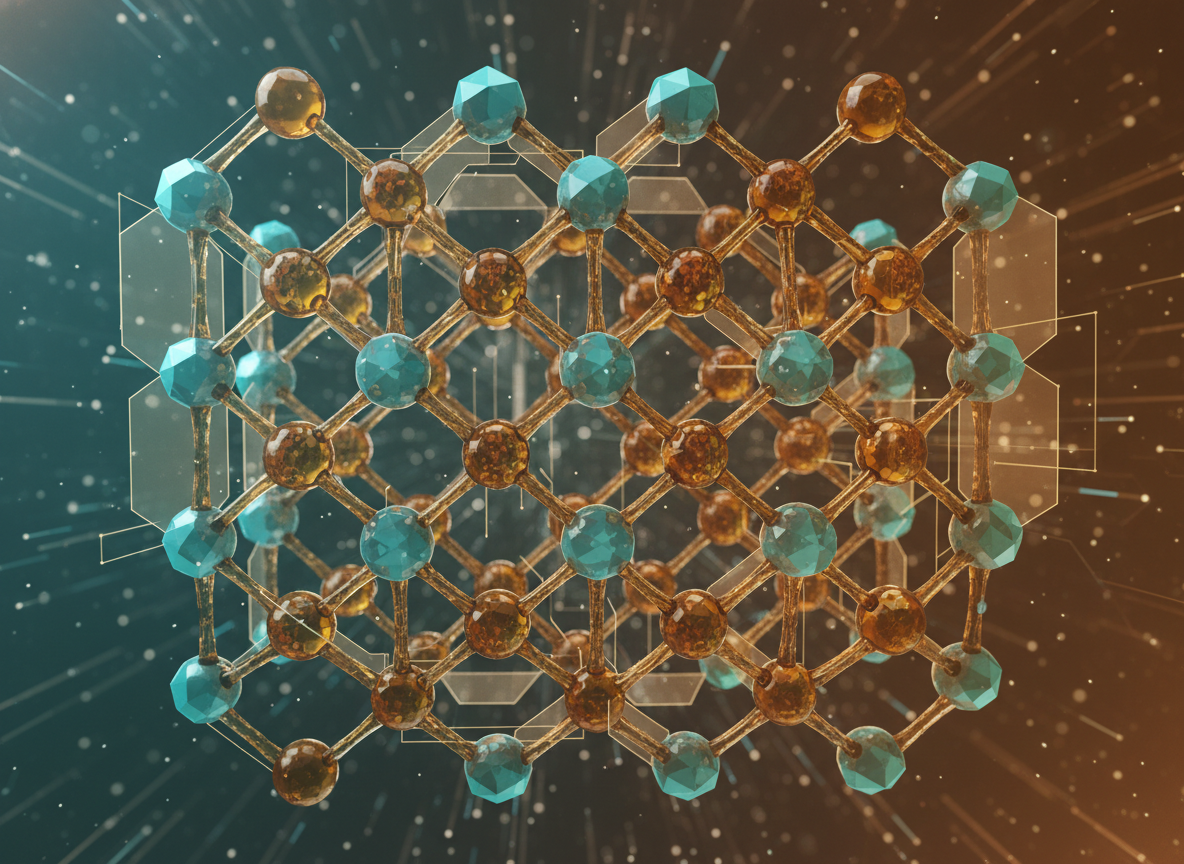 Abstract visualization of antimony sulfide molecular structure