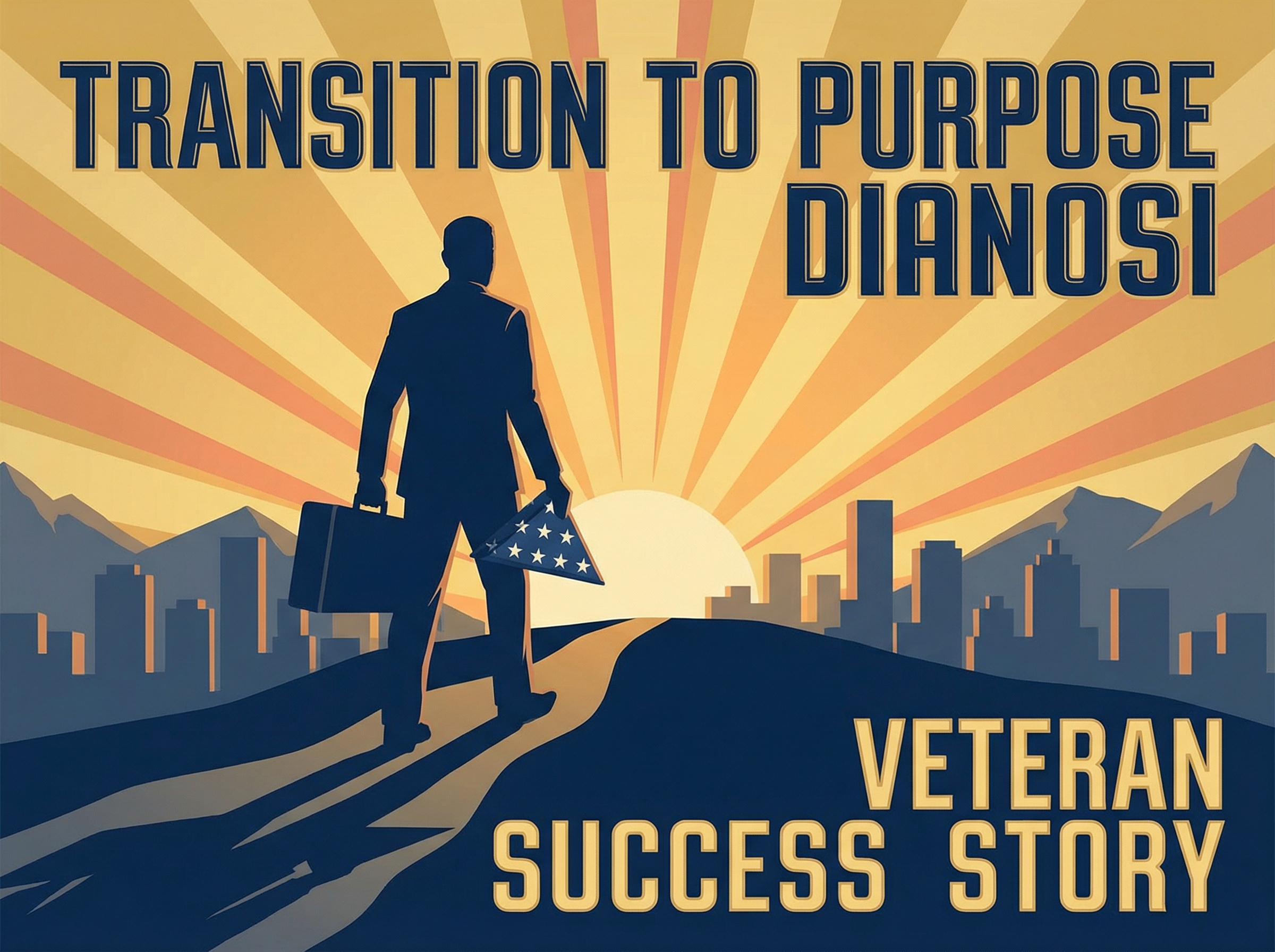 Veteran silhouette transitioning from military to civilian career