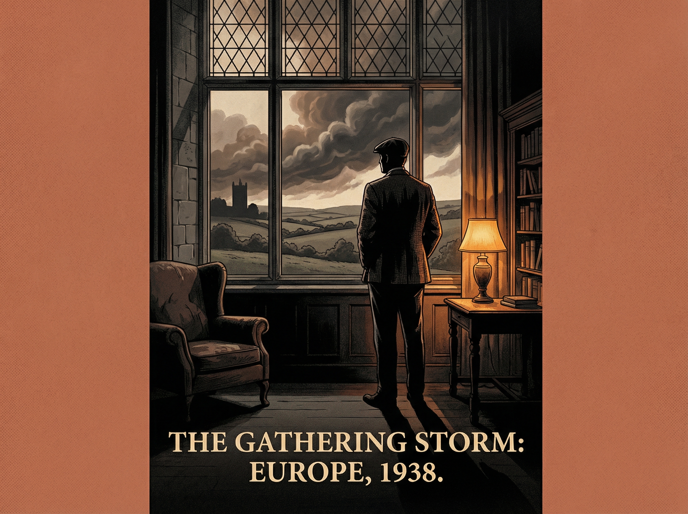 Churchill at Chartwell during the wilderness years, writing at his standing desk