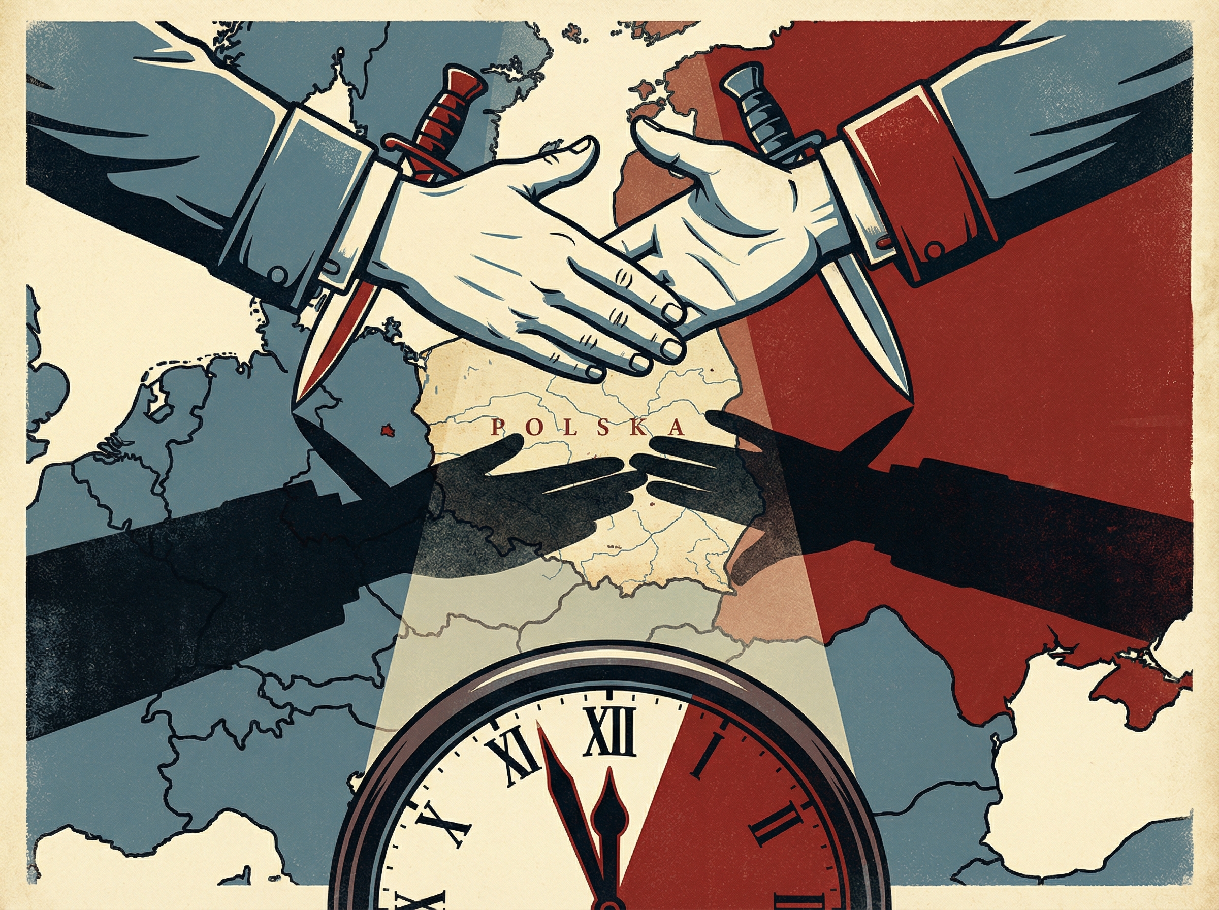 Classical university building with holographic AI visualizations glowing from windows