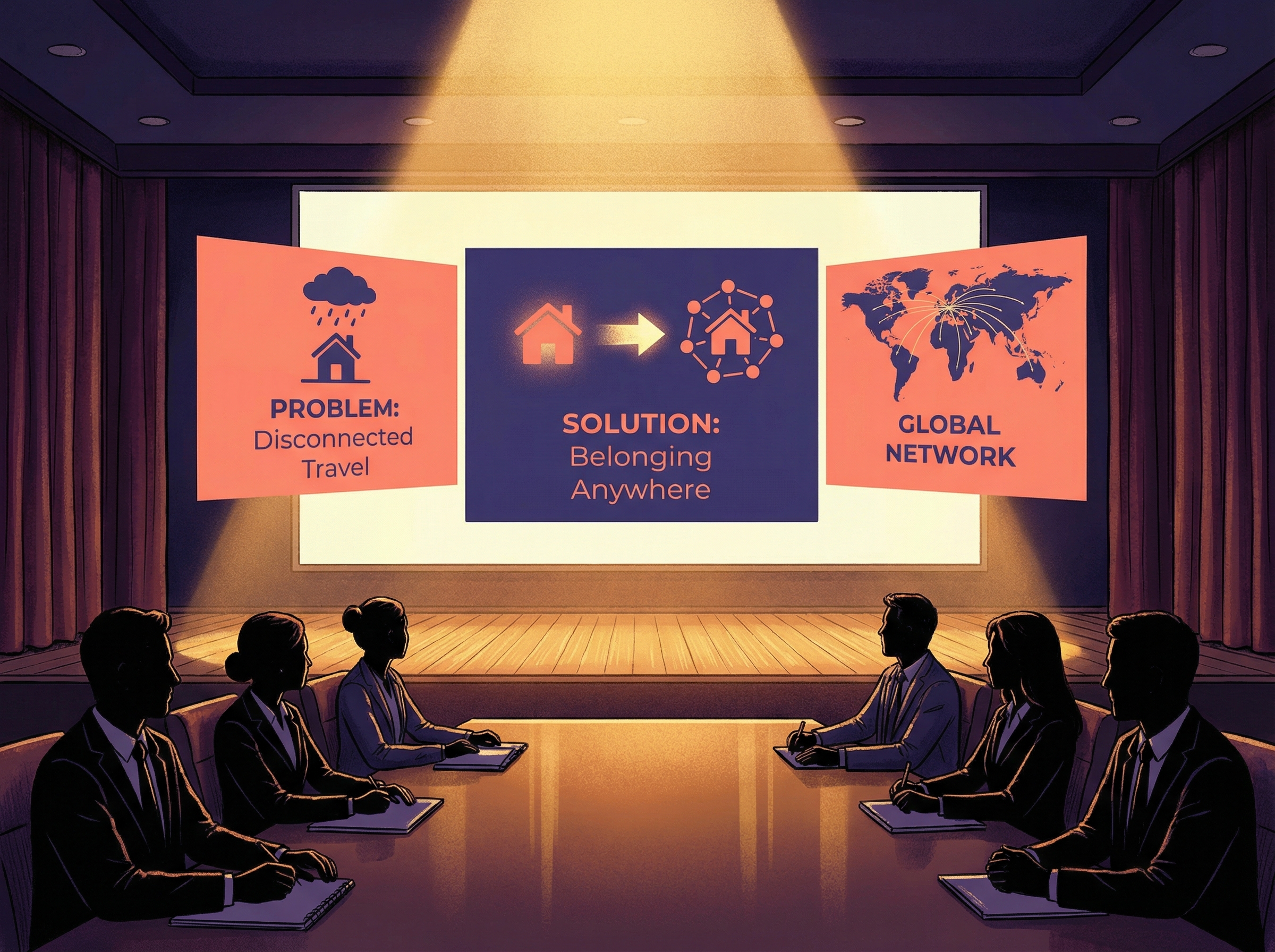 Stylized pitch deck presentation with clear visual hierarchy