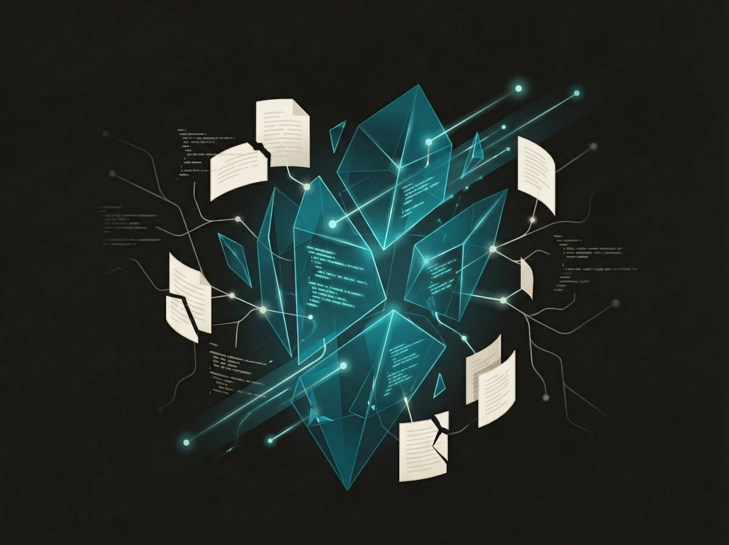 Abstract visualization of memories being stored and retrieved