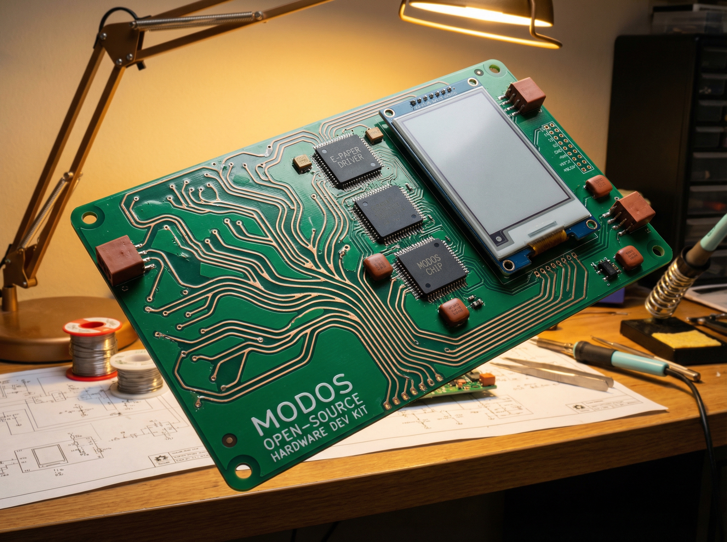 Open-source e-paper development kit with exposed circuit boards