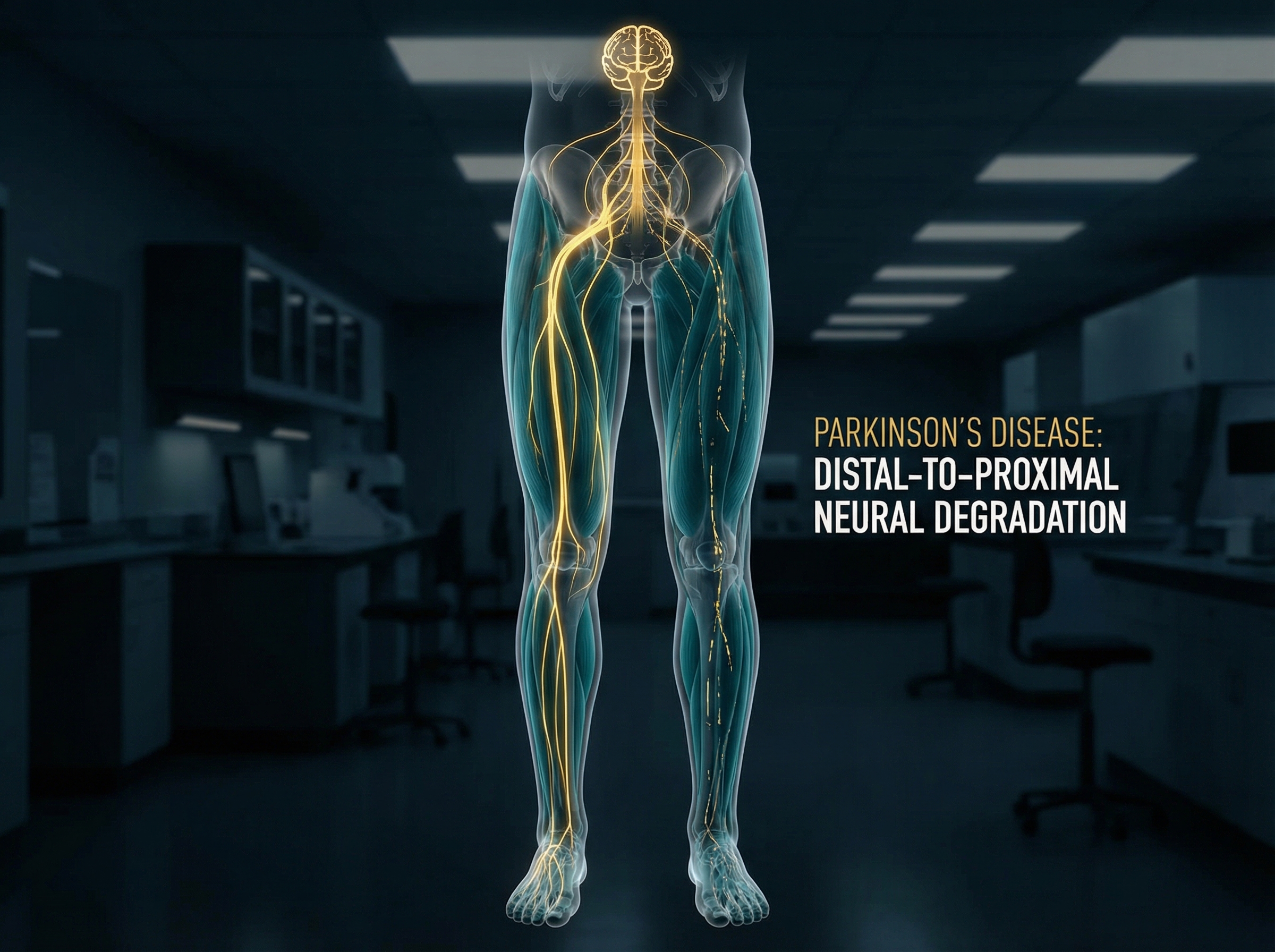 Neural pathways connecting brain to lower limb muscles