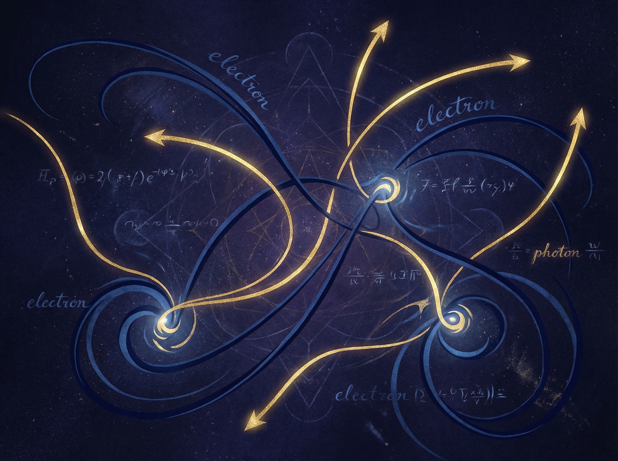 Abstract visualization of Feynman diagrams with elegant particle interaction lines