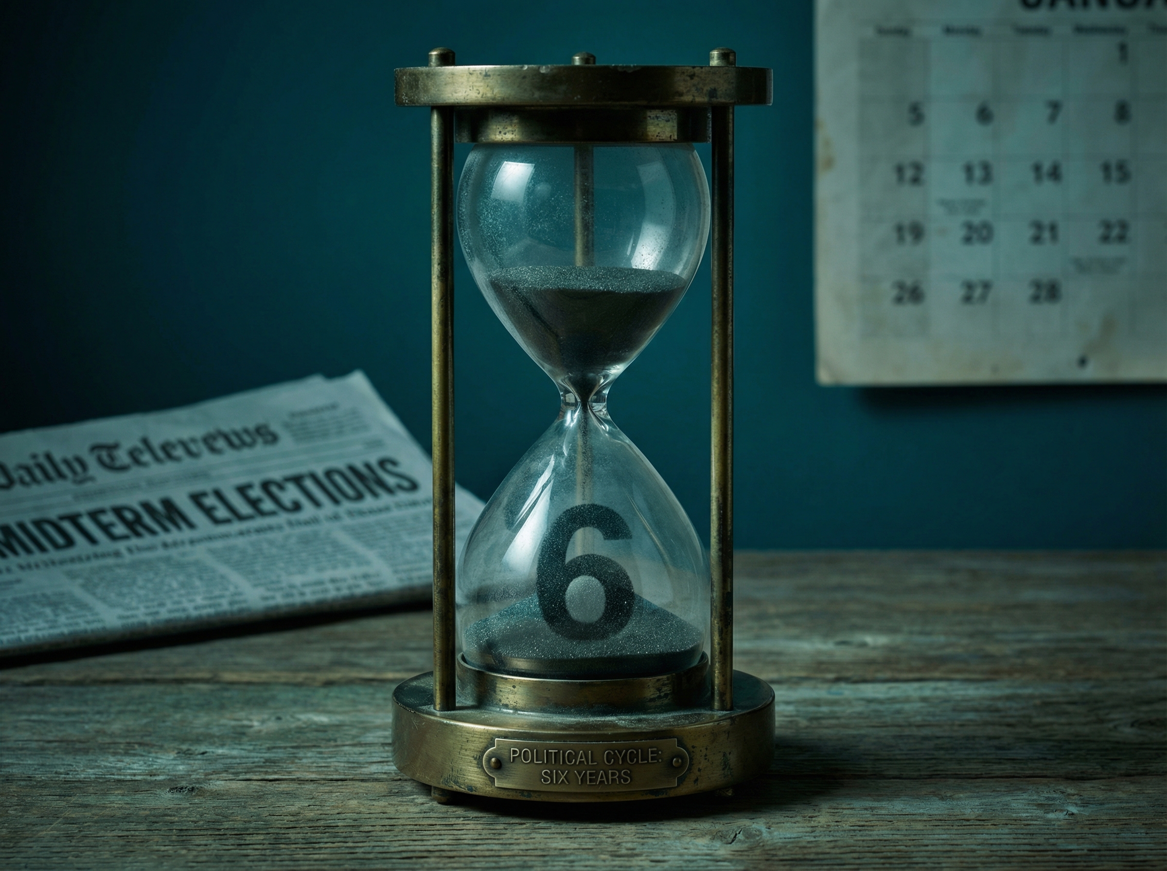 Hourglass with sand running out, representing the six-year itch