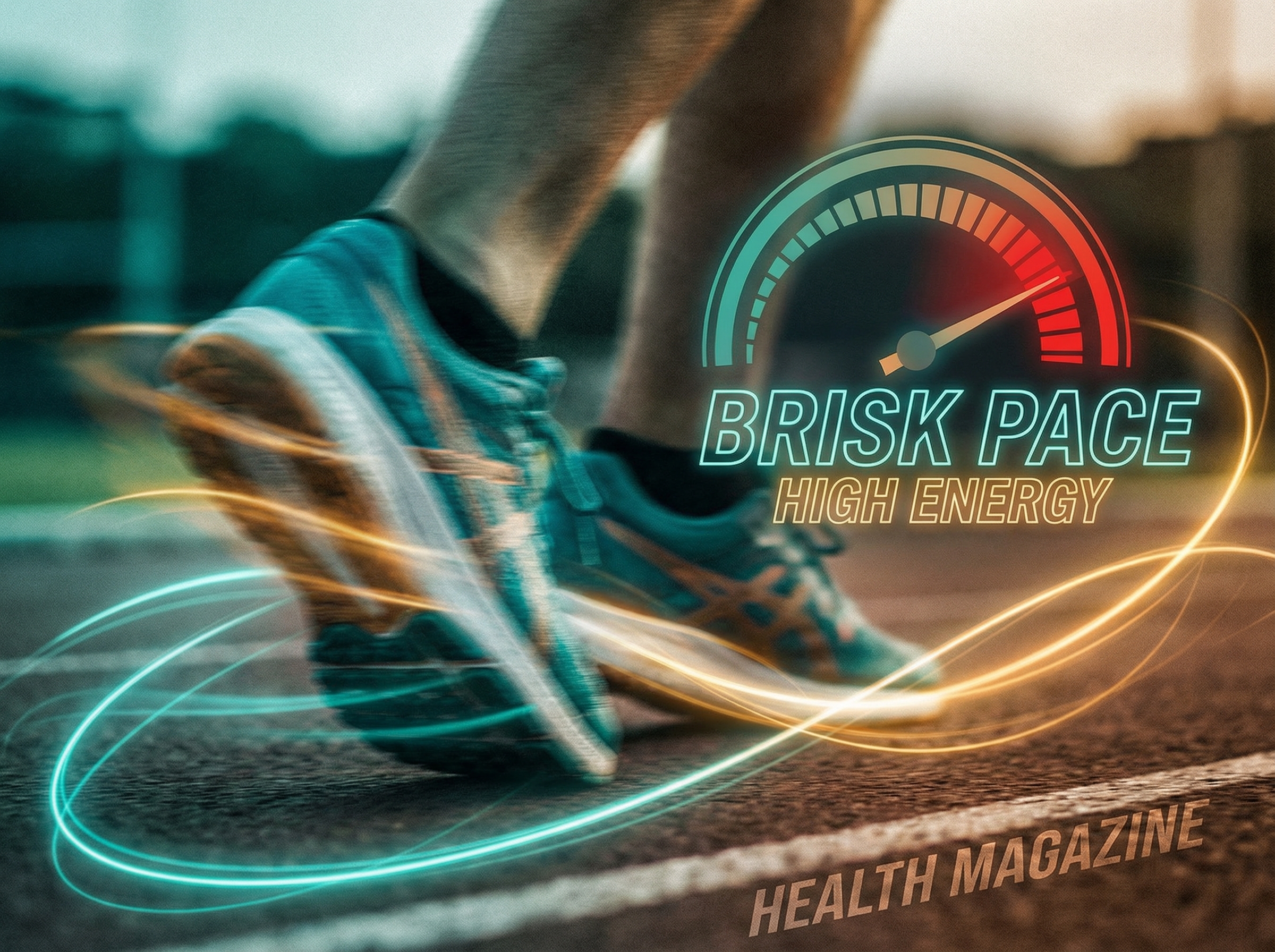 Motion blur of walking shoes showing speed and energy