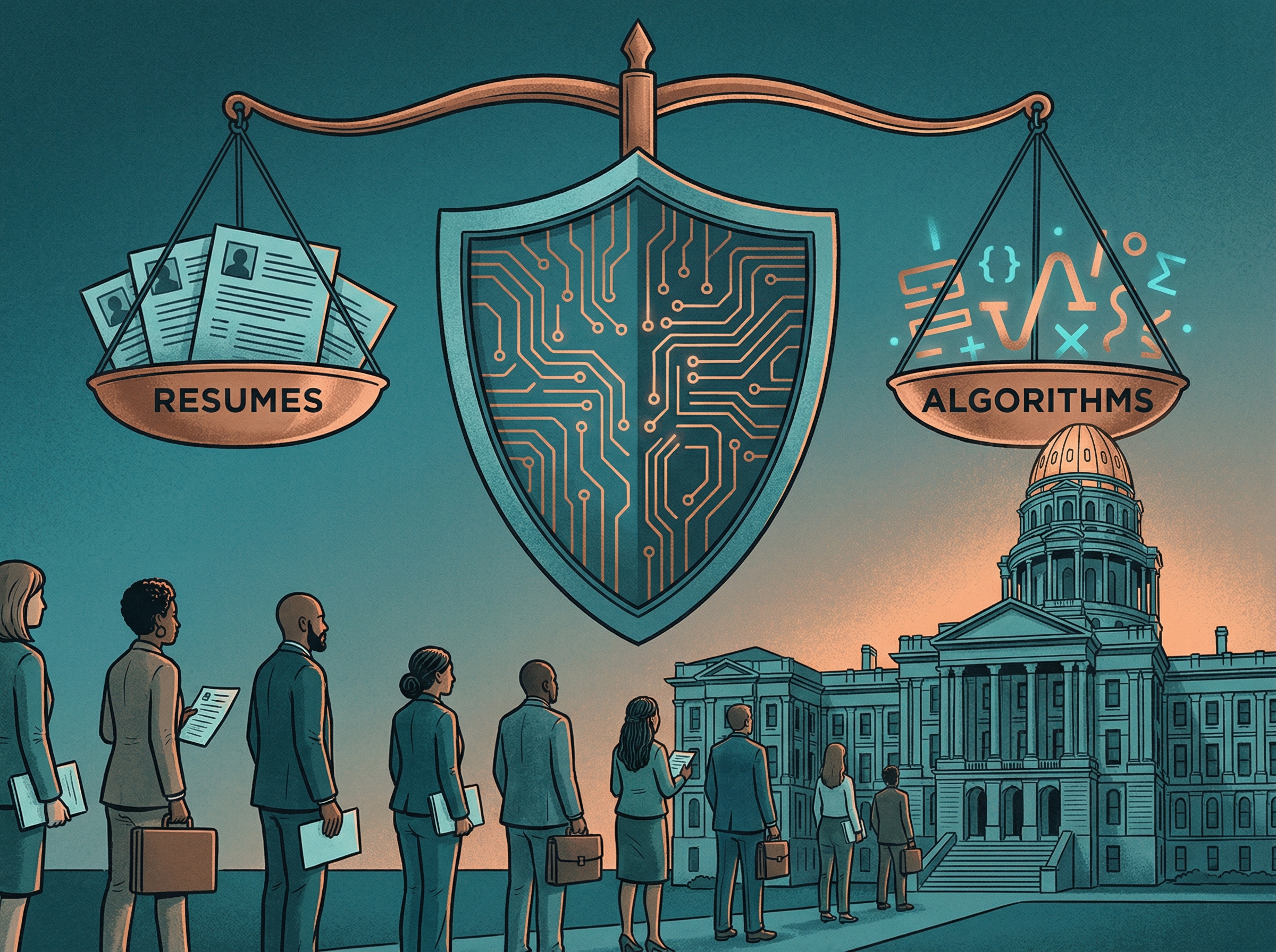 Amazon corporate headquarters with office chairs being wheeled out, dramatic sunset lighting