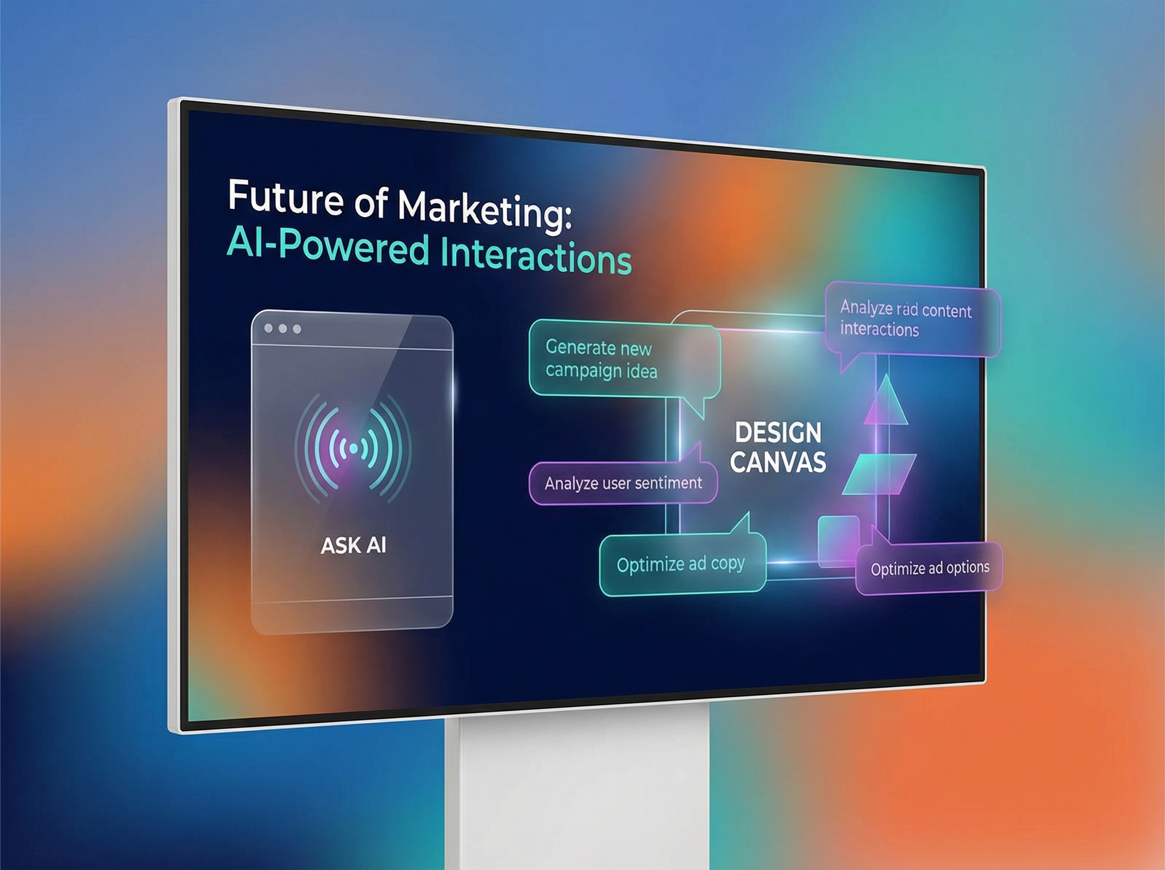 Interactive chatbot emerging from presentation canvas