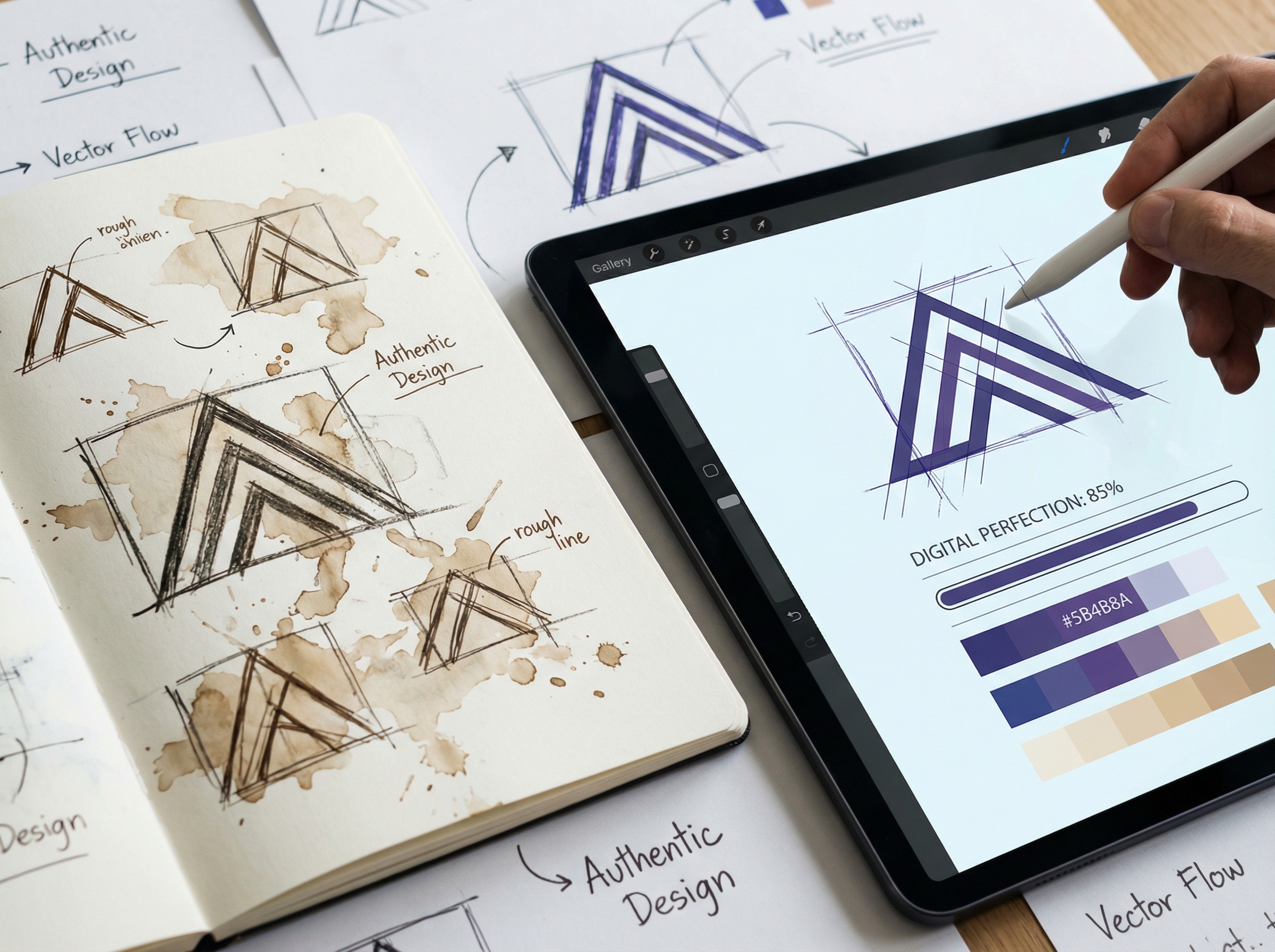 Hand-drawn aesthetic meeting digital perfection