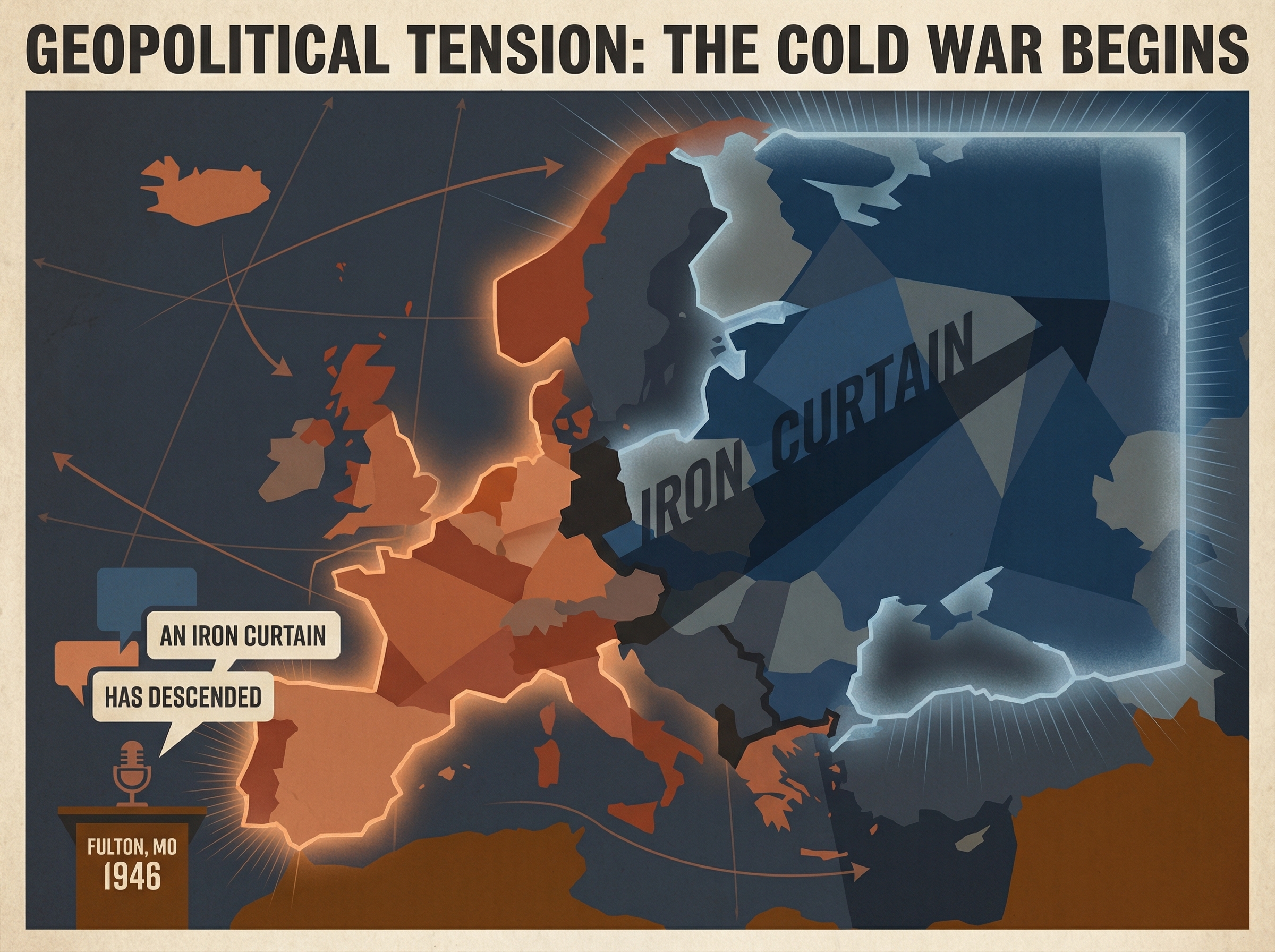 Churchill delivering the Iron Curtain speech at Westminster College, Fulton, Missouri, 1946