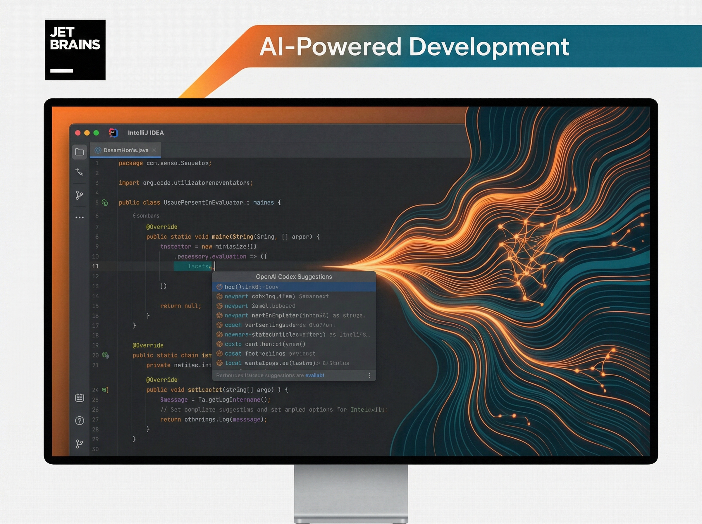 JetBrains IDE interface merging with OpenAI neural patterns