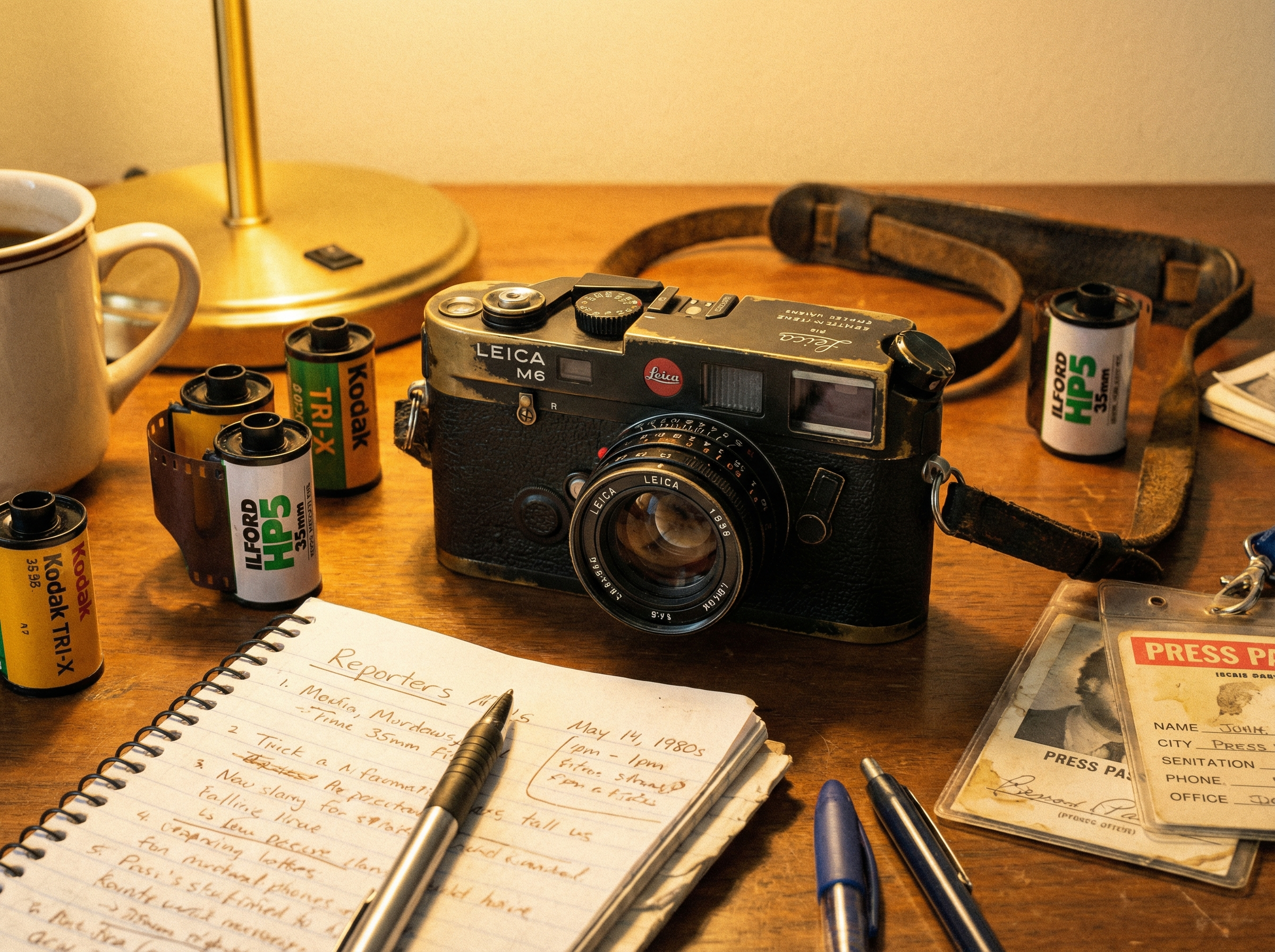 Well-worn Leica M6 with brass showing through black paint