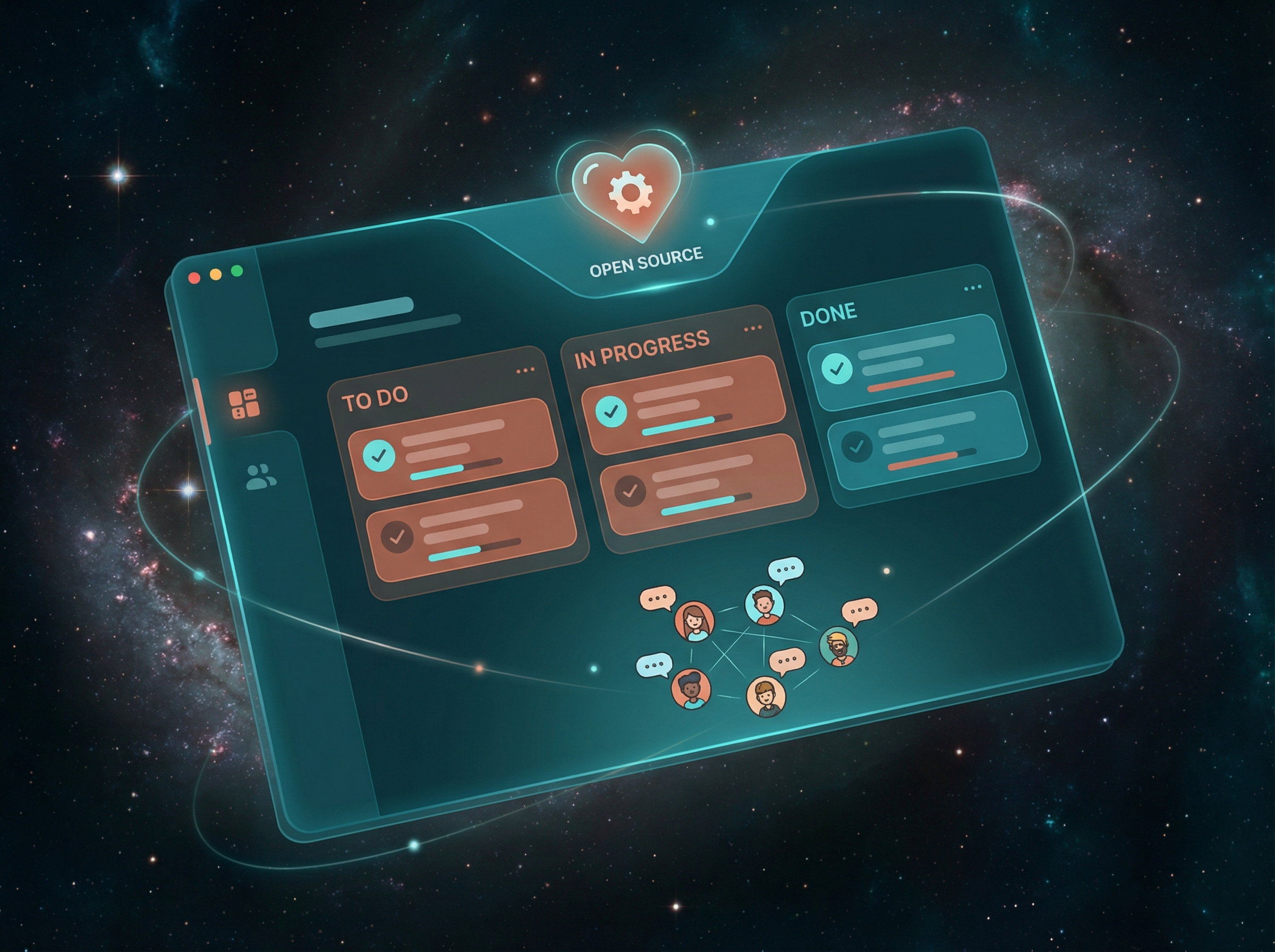 Productivity app with kanban board layout and collaboration features