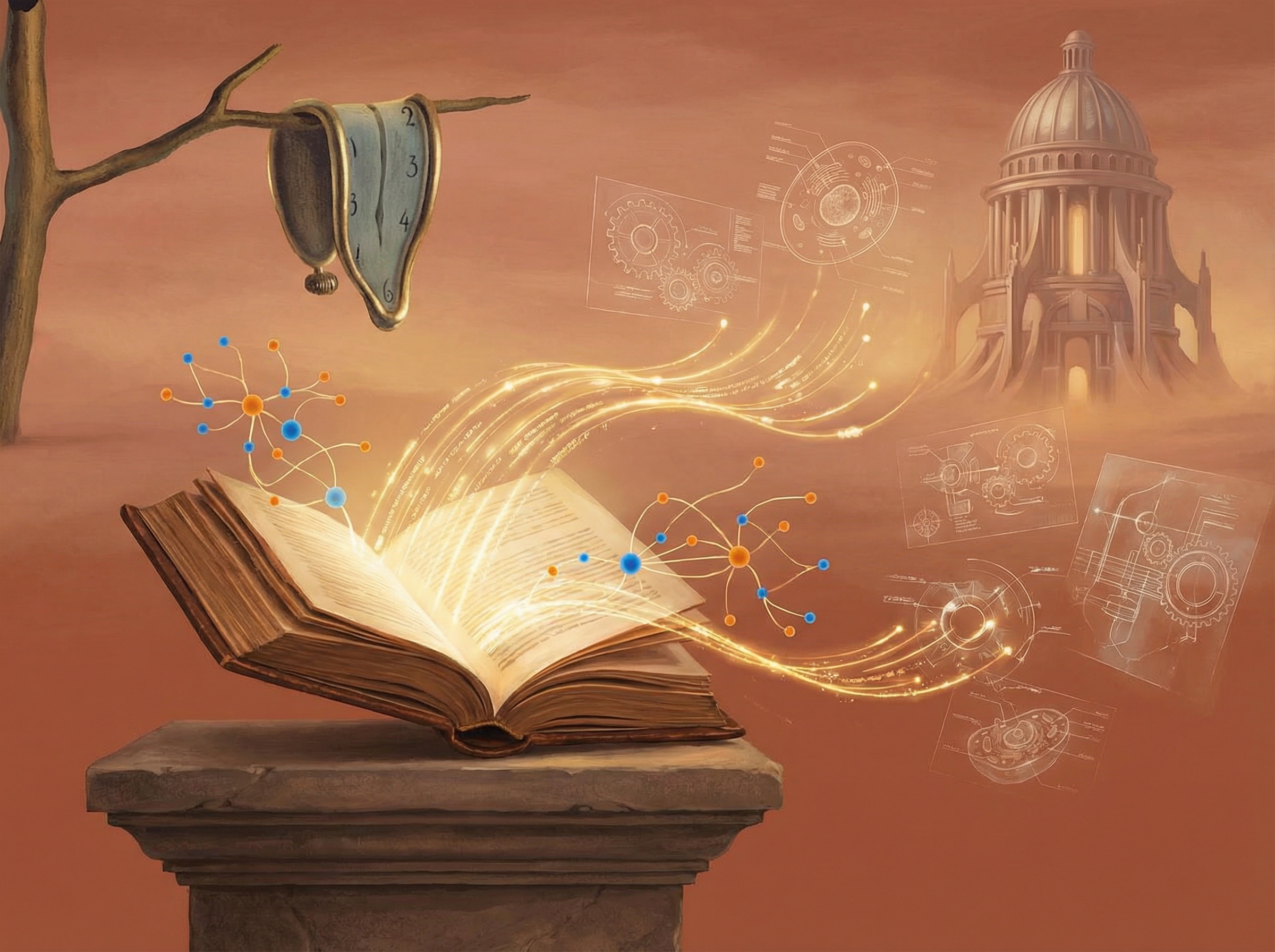 Digital streams transforming into scientific diagrams