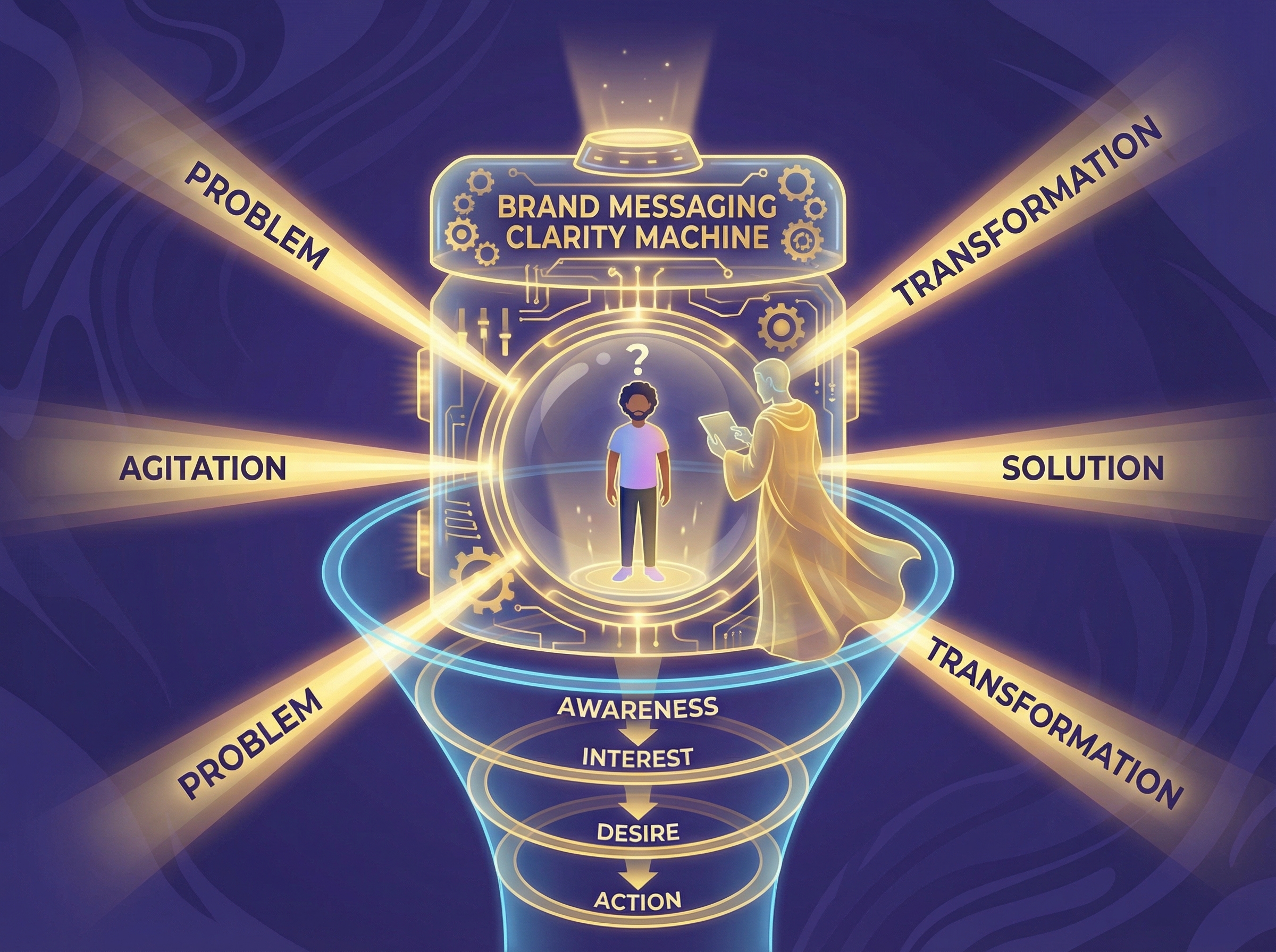 Brand messaging clarity machine with customer at center