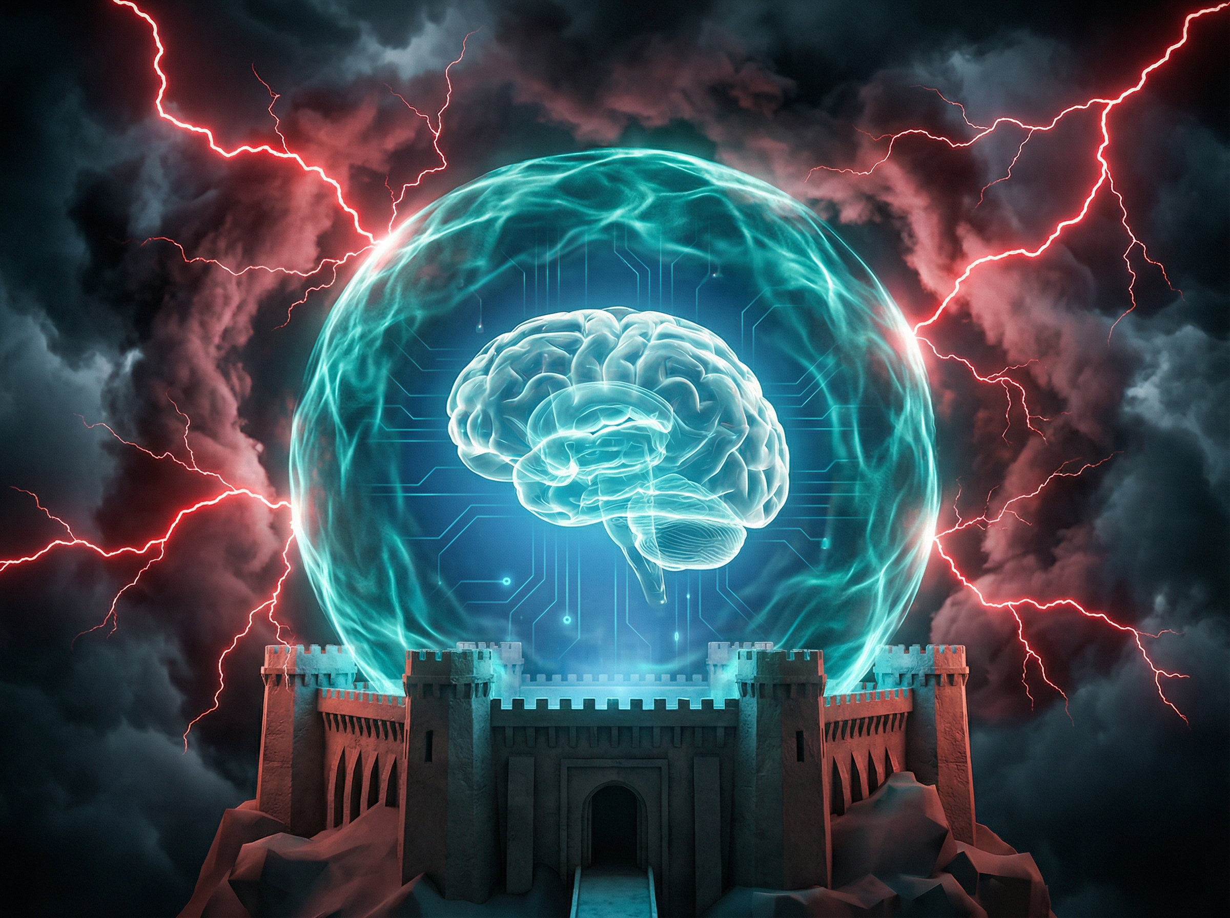 Abstract representation of metabolic protection during cognitive stress