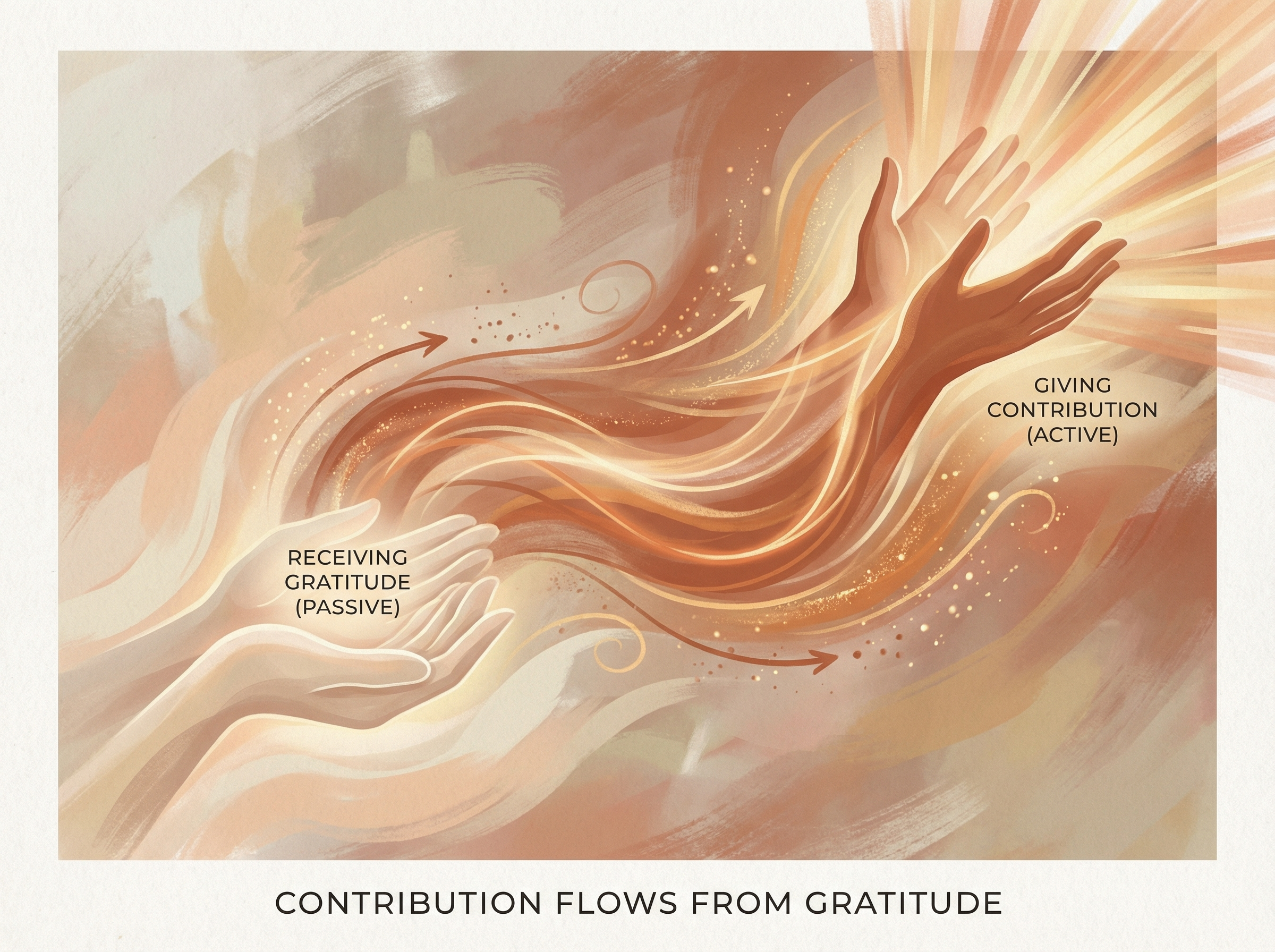 Hands reaching outward giving light contrasted with hands receiving