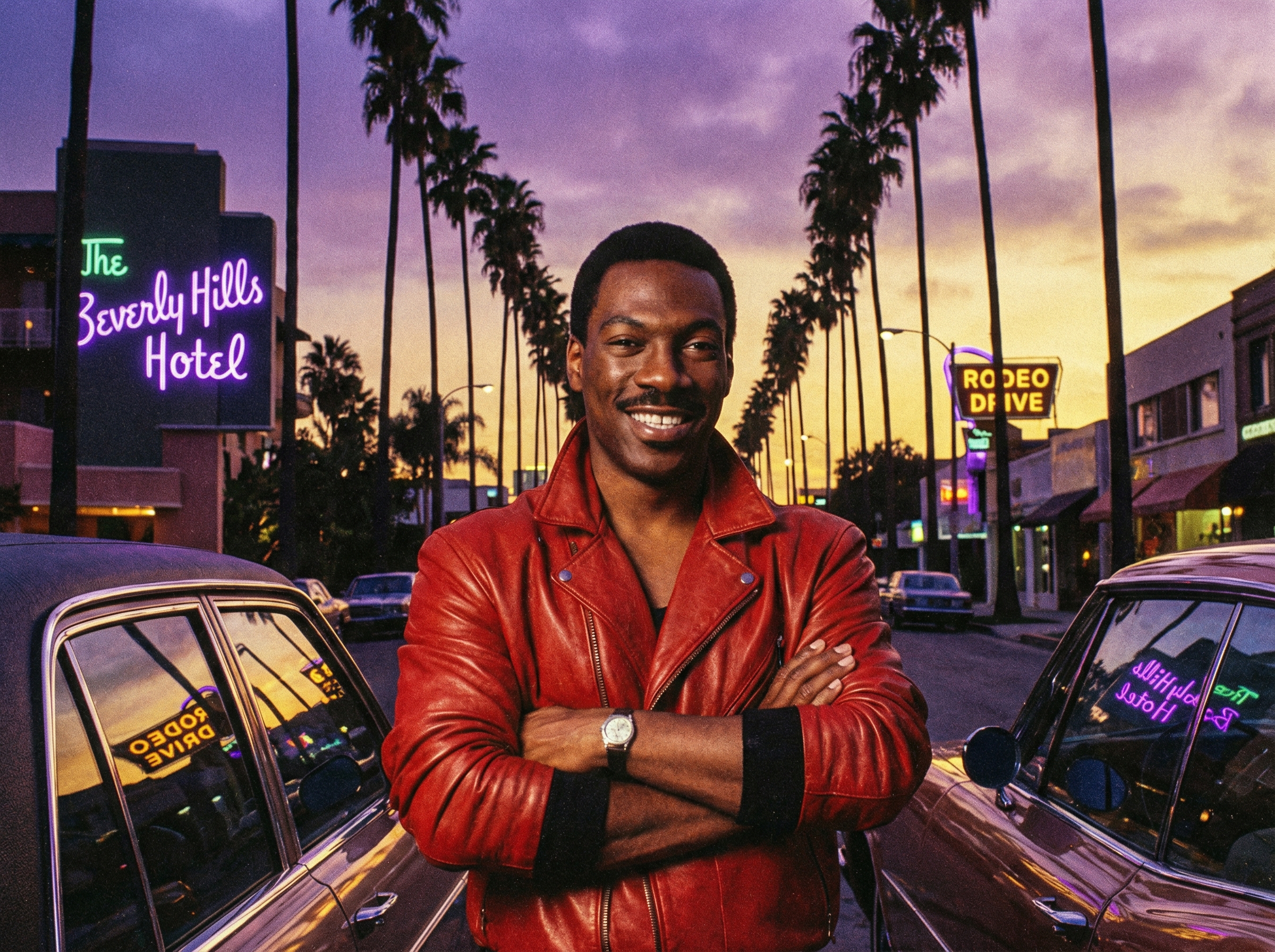 Eddie Murphy in iconic 1980s red leather jacket