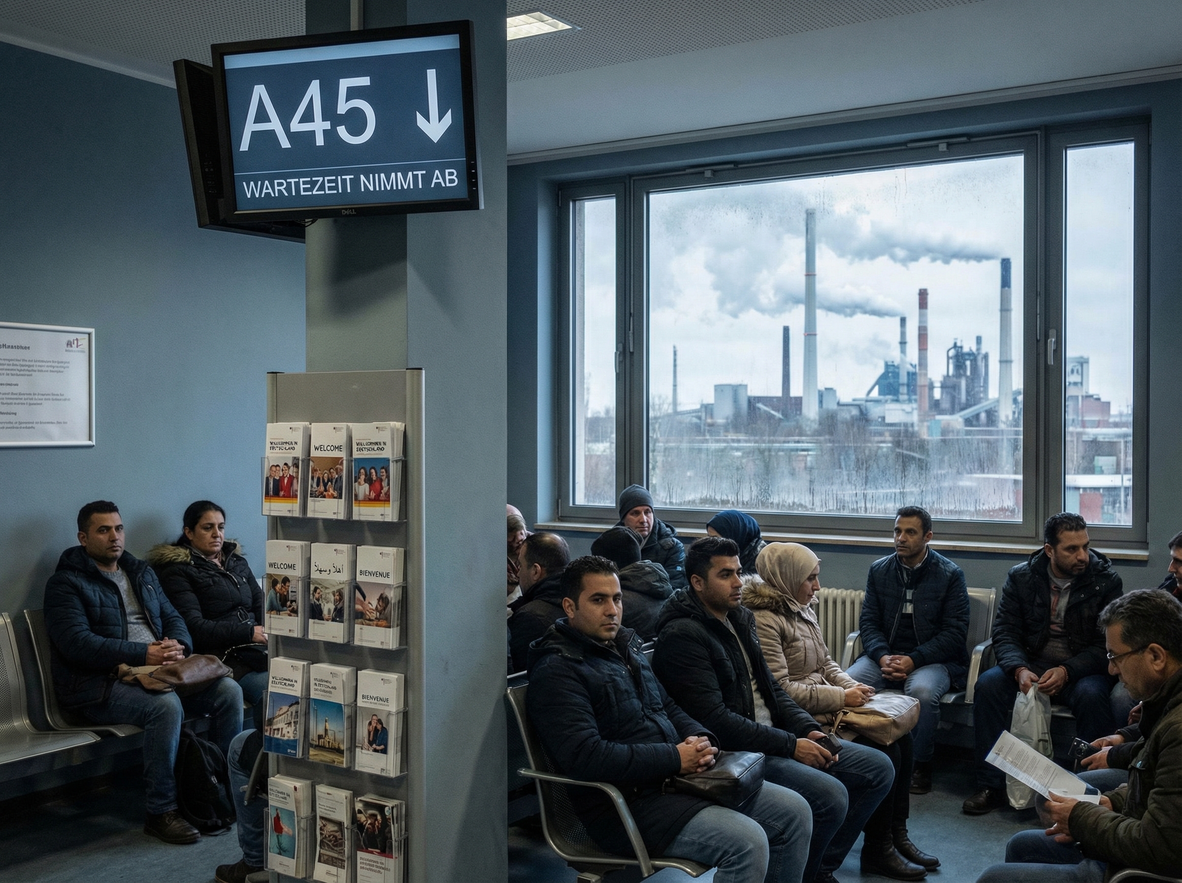 German immigration office with declining queue numbers