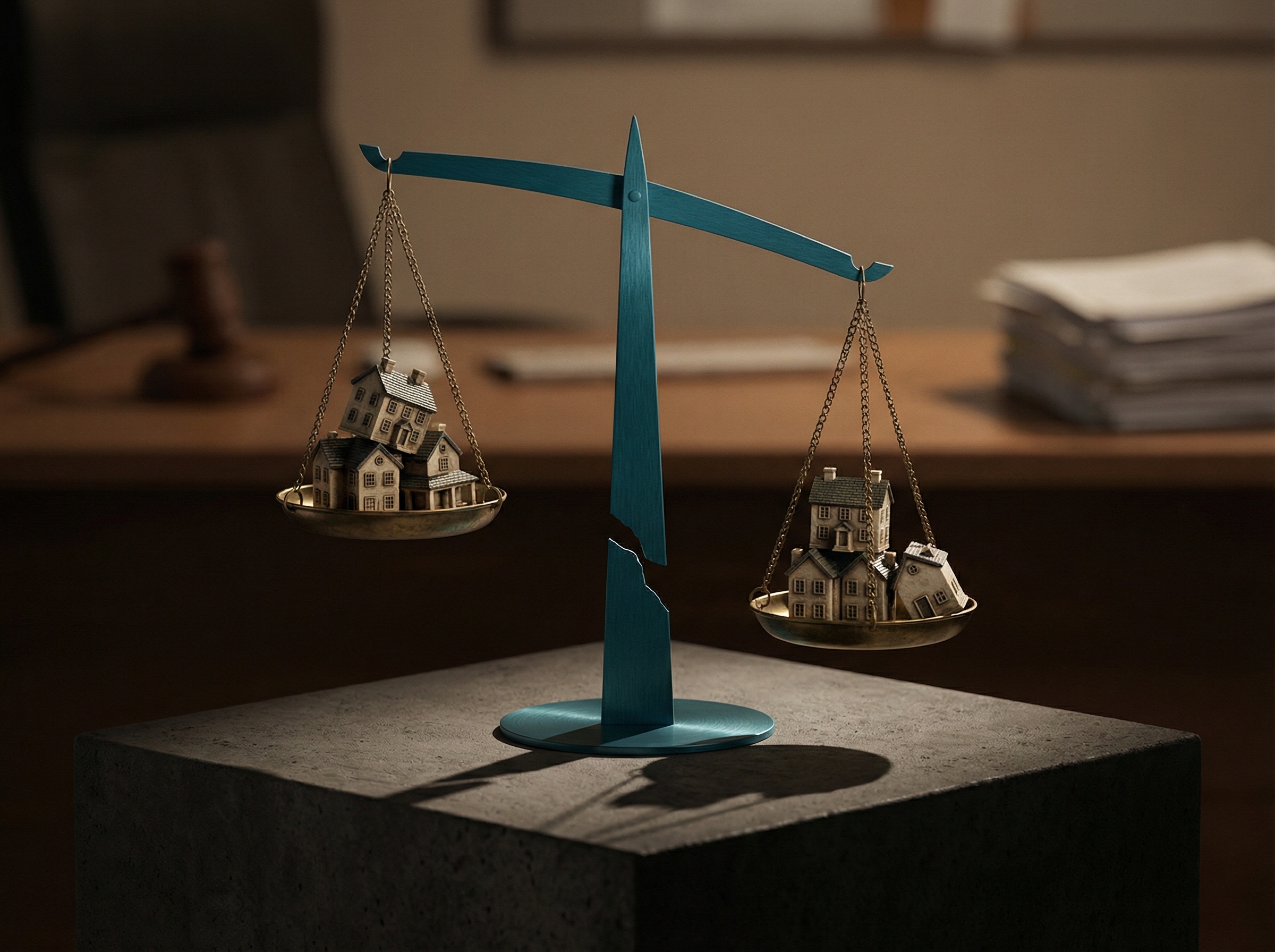 Balance scale with house figurines, representing the narrow House majority