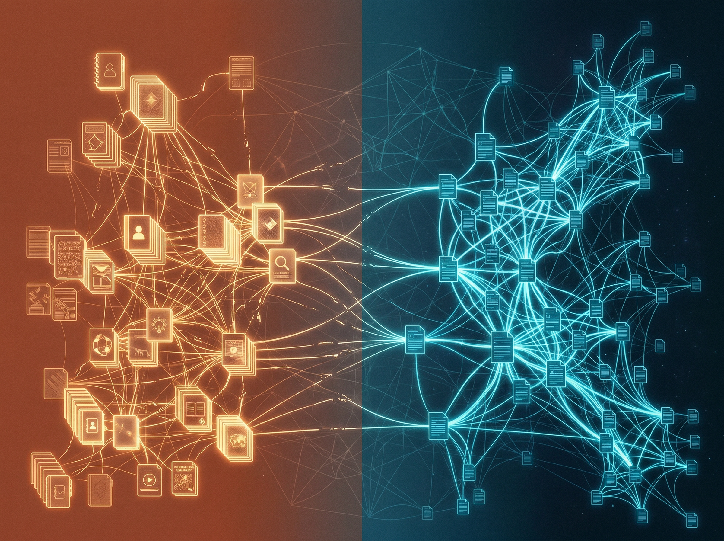 A pristine 1987 compact Macintosh displaying a HyperCard stack with floppy disks beside it in warm amber lighting