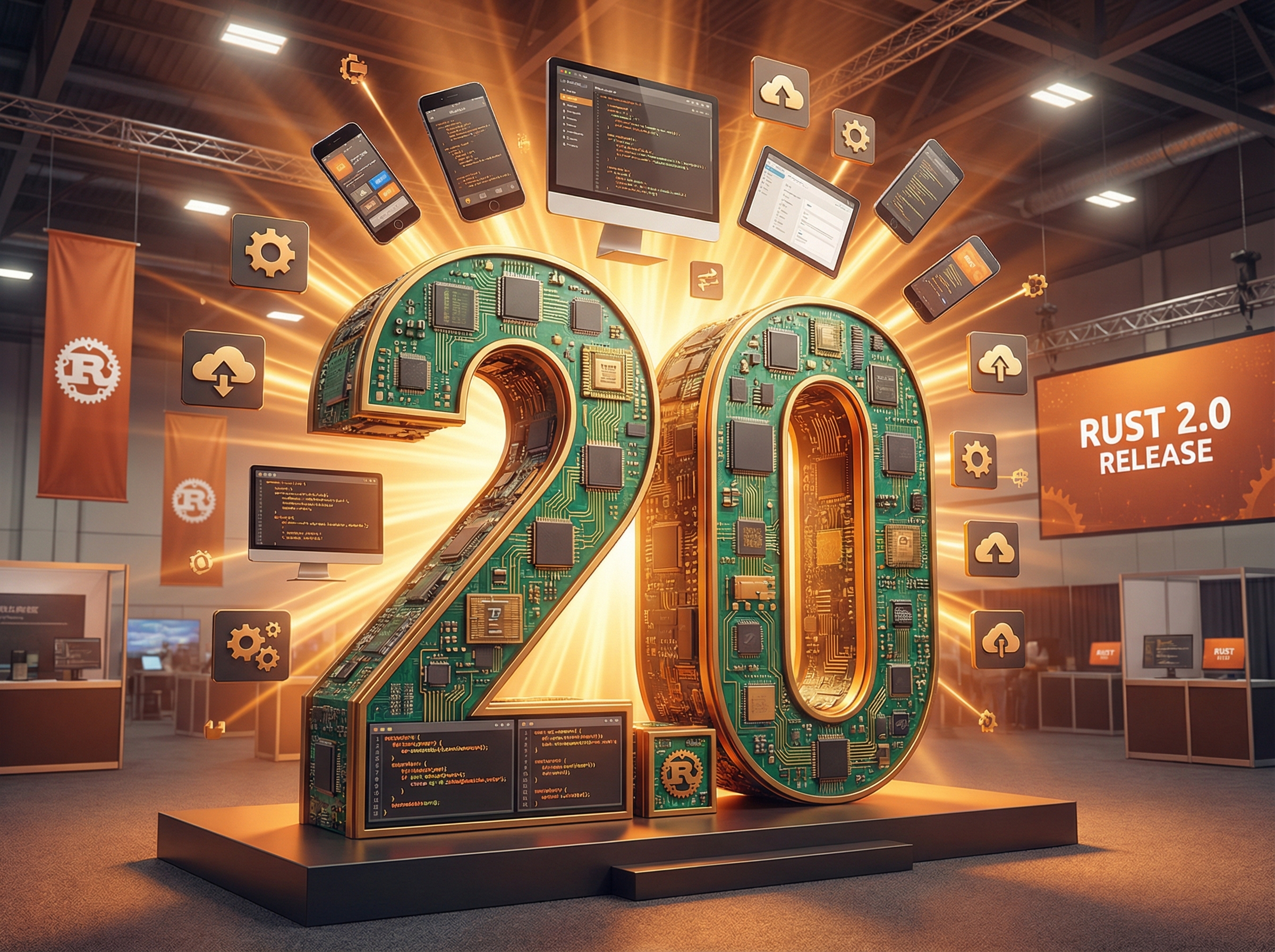 Tauri 2.0 visualization with mobile devices and plugin icons