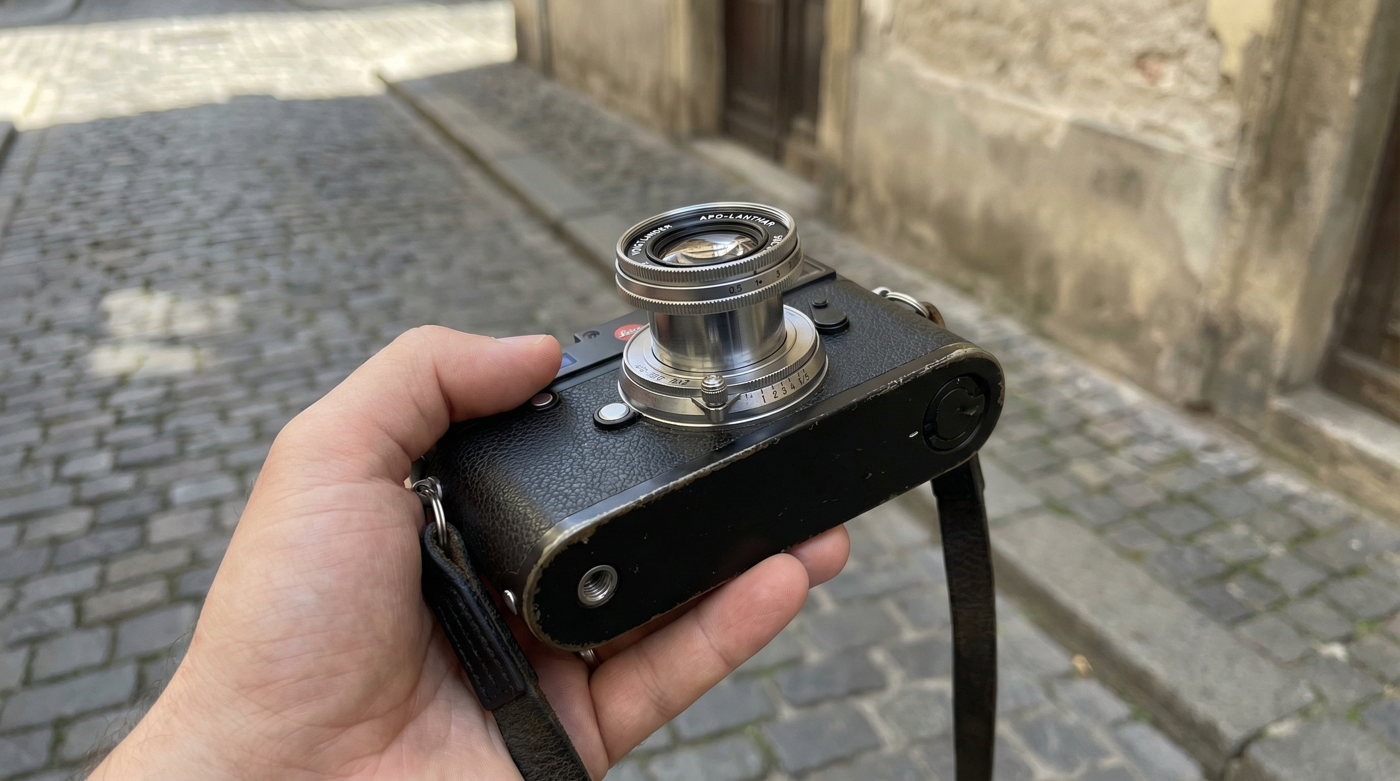 Voigtlander APO-Lanthar 50mm mounted on Leica M camera